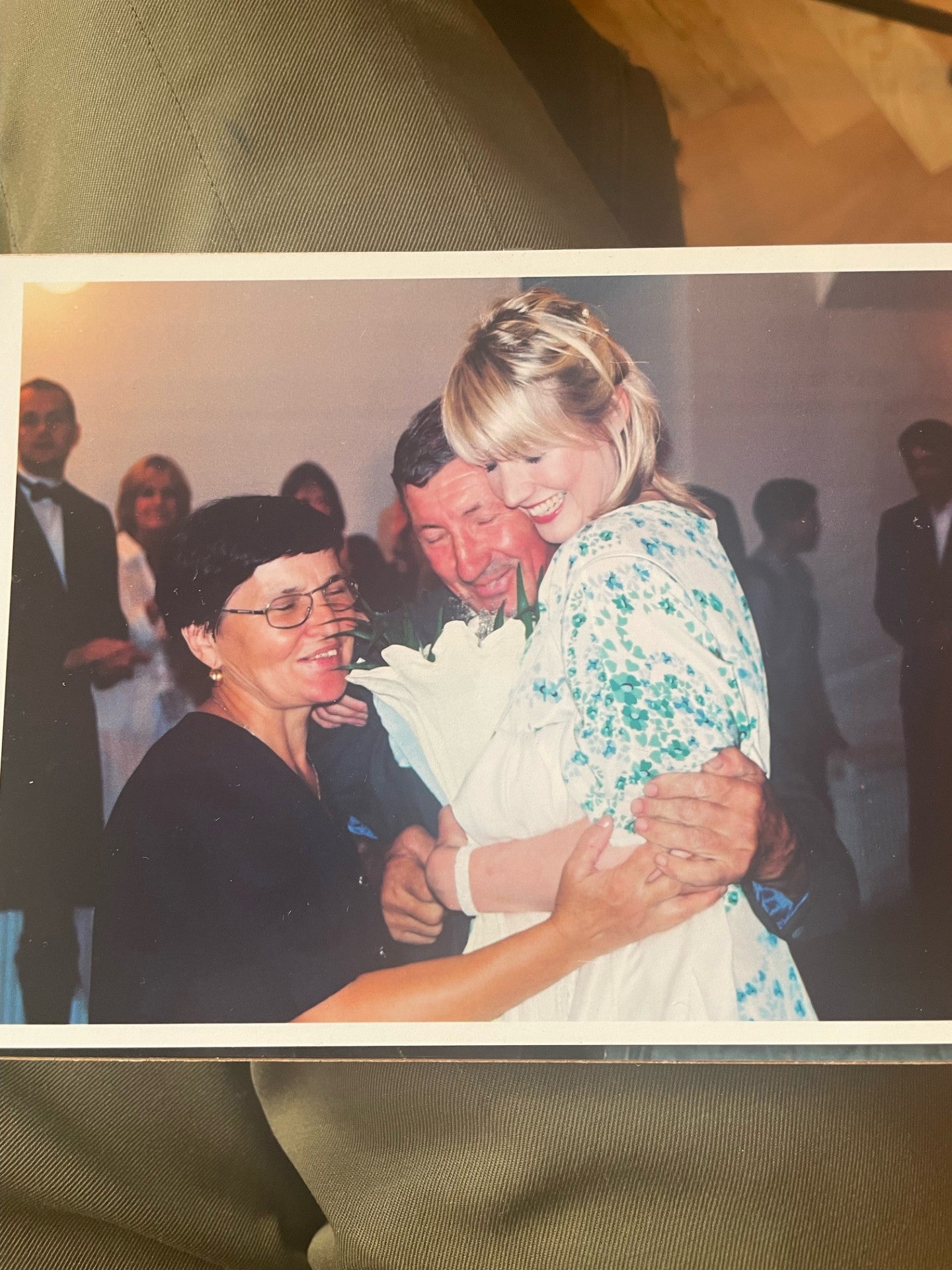 Tessa Dunlop and her mother and father-in-law on her wedding day