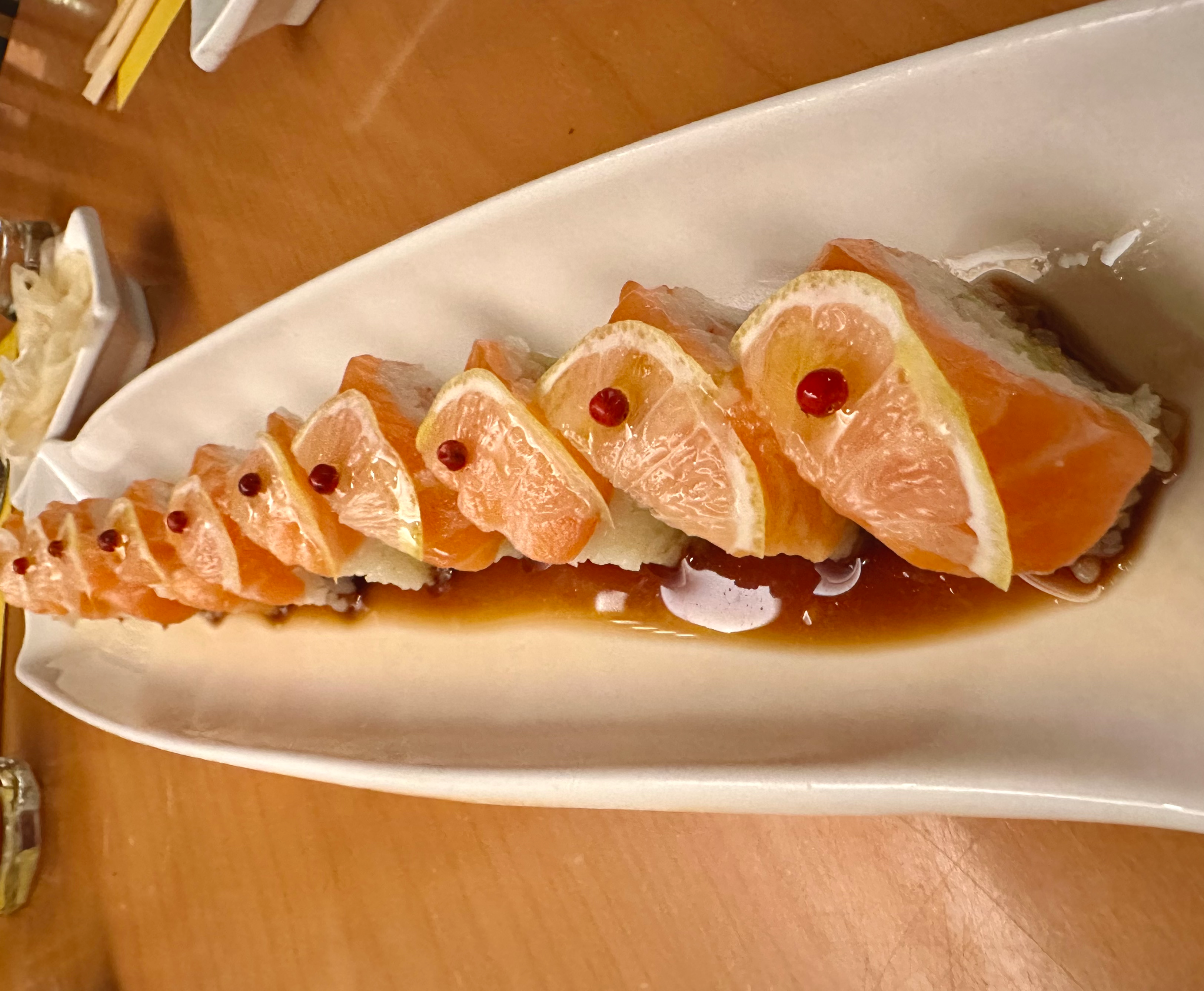 Sliced lemon was the perfect accompaniment to the sushi