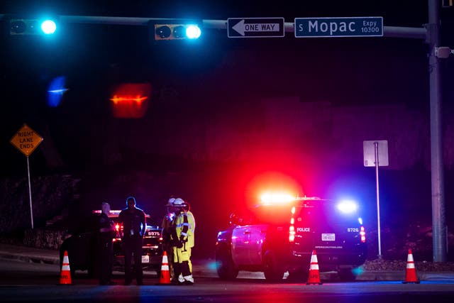 <p>Austin Police officers close La Crosse Avenue near Mopac Expressway in Austin, Texas late Tuesday, Dec. 5, 2023</p>