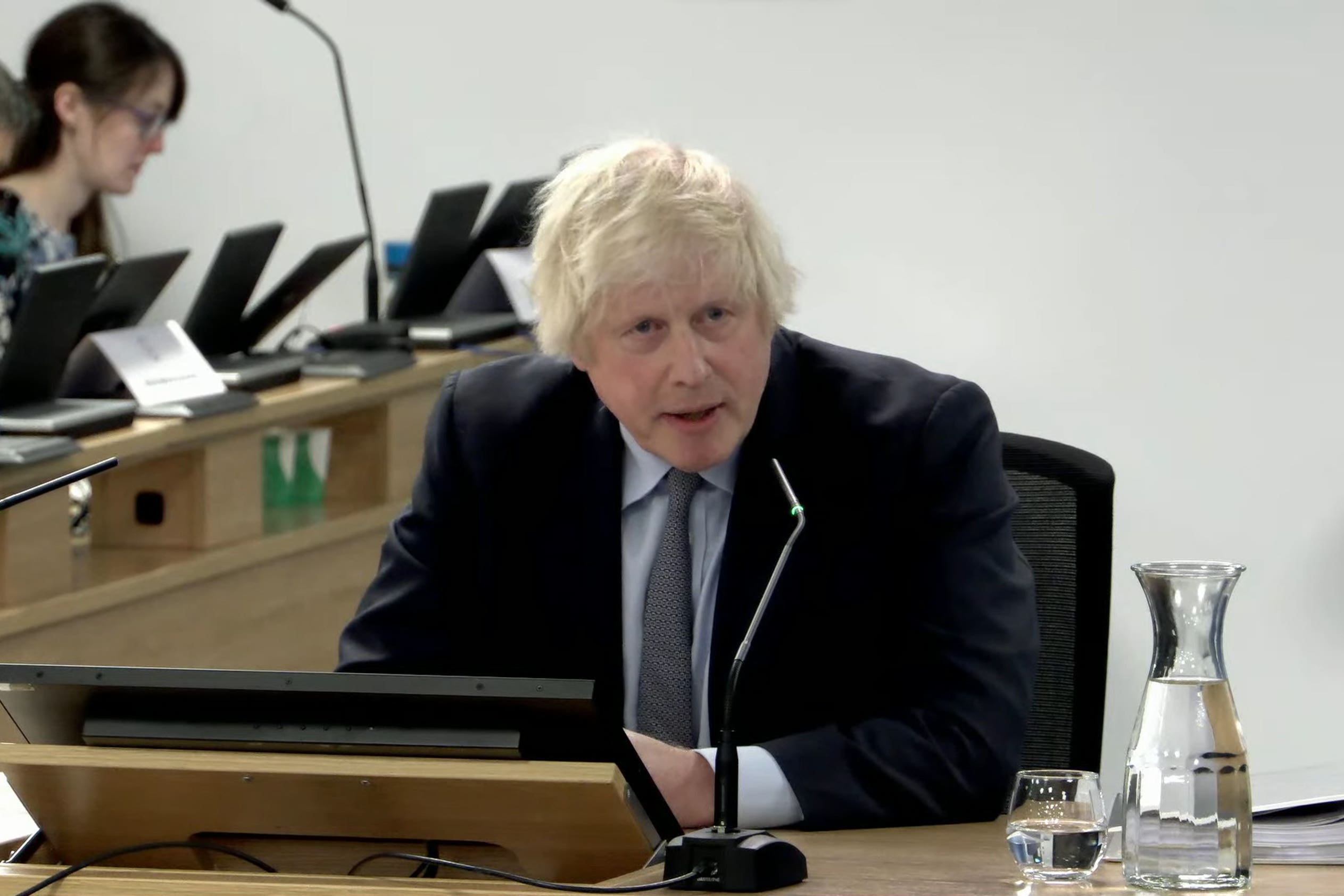 Former prime minister Boris Johnson giving evidence to the UK Covid-19 Inquiry (UK Covid-19 Inquiry/PA)