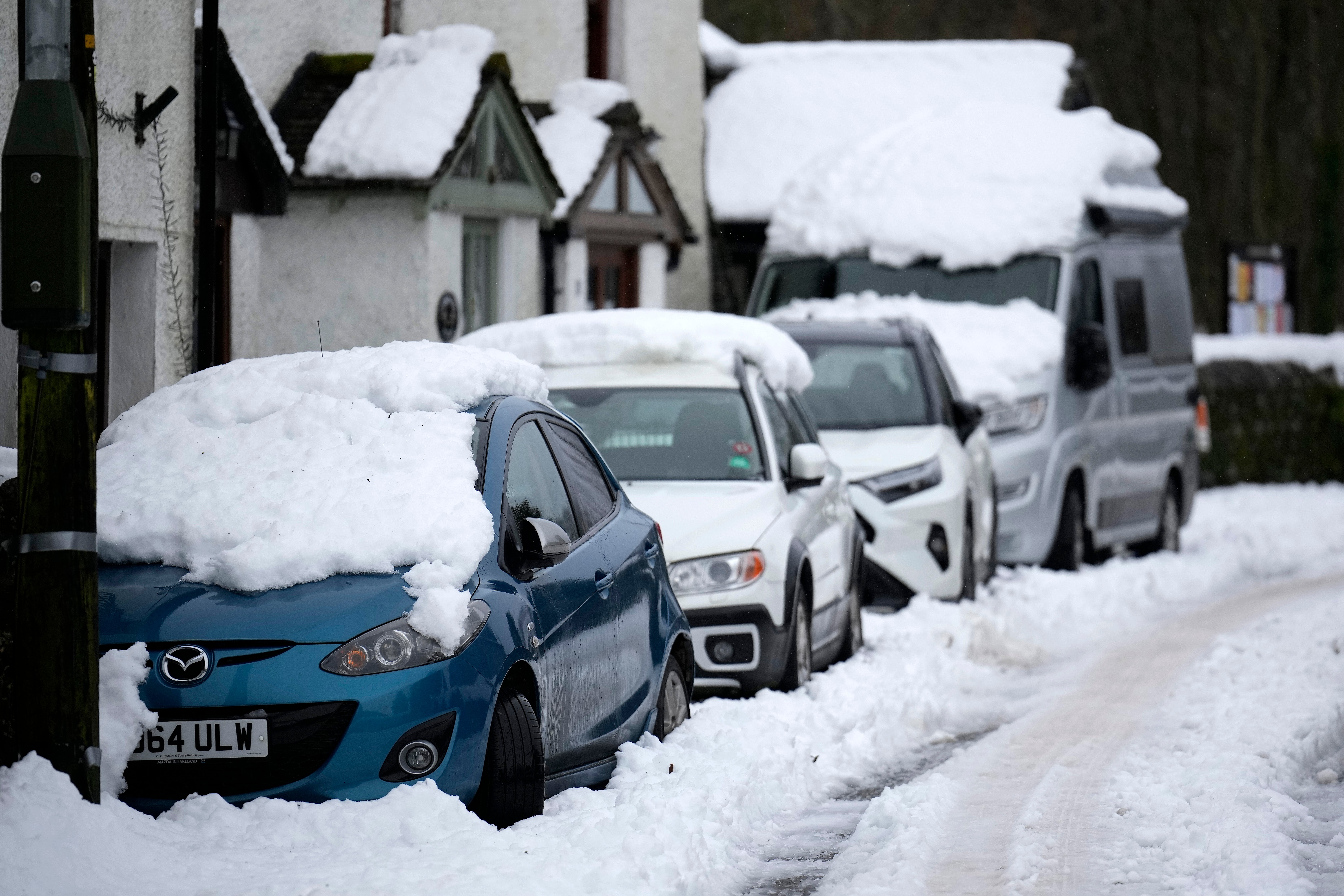 Hundreds of homes in Cumbria were left without power after snowfall over the weekend