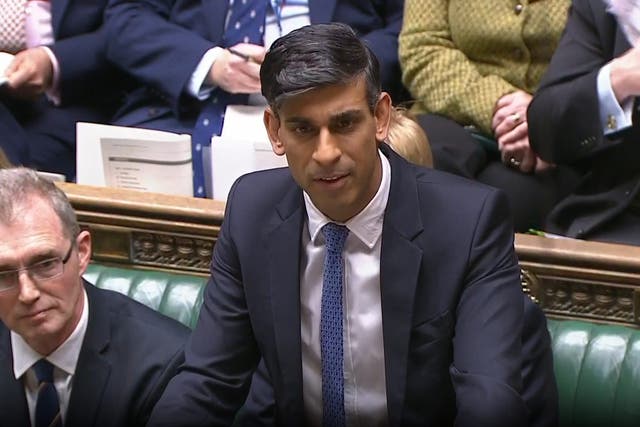 Prime Minister Rishi Sunak speaks during Prime Minister’s Questions (House of Commons/UK Parliament/PA)