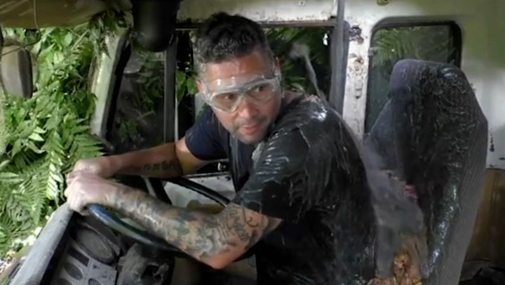 <p>I’m A Celeb first look: Tony Bellew gets covered in fish guts as he joins Marvin Humes and Nick Pickard in Critter Mixer trial.</p>