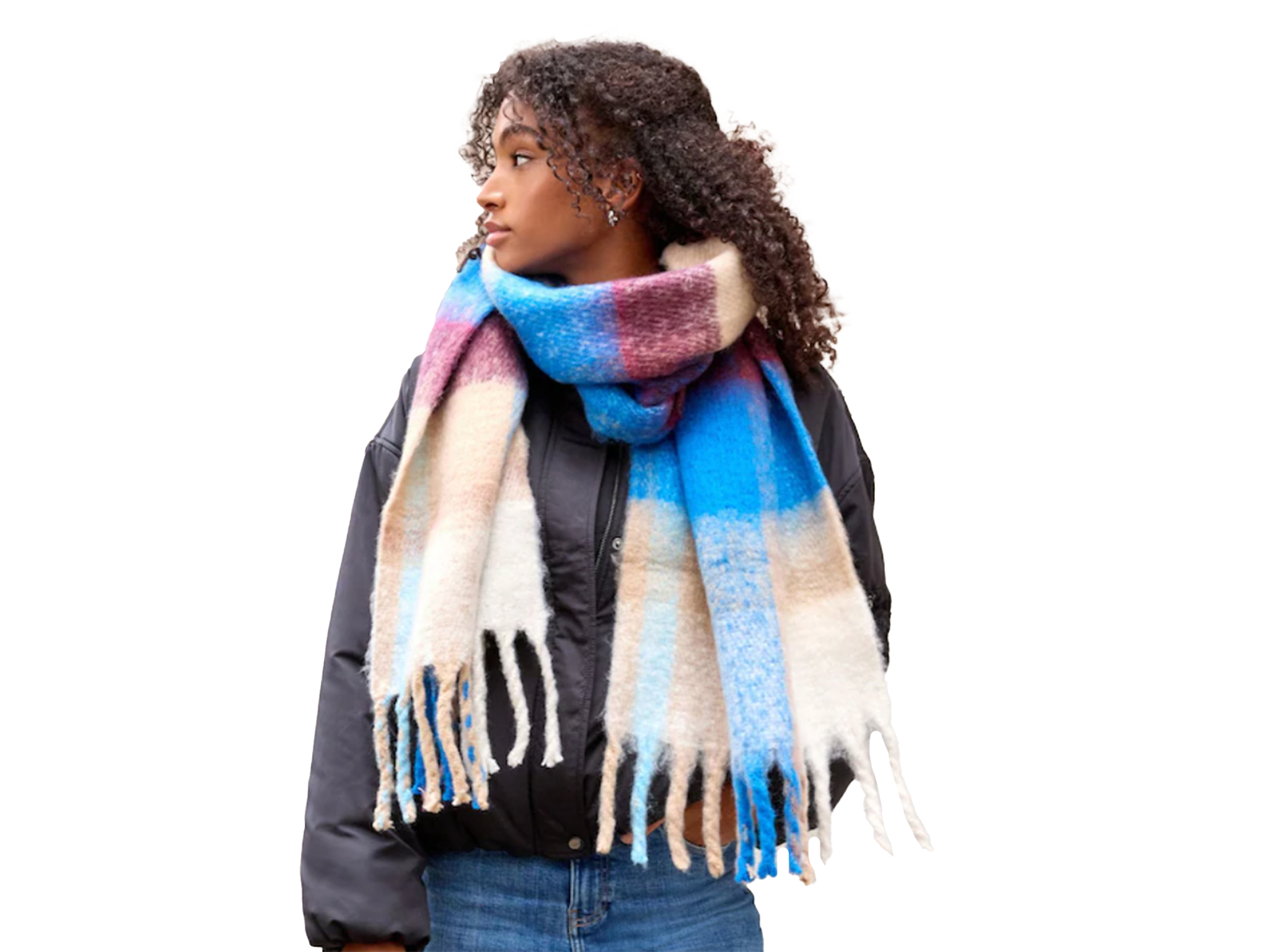 Next berry/blue longline heavyweight blanket scarf 