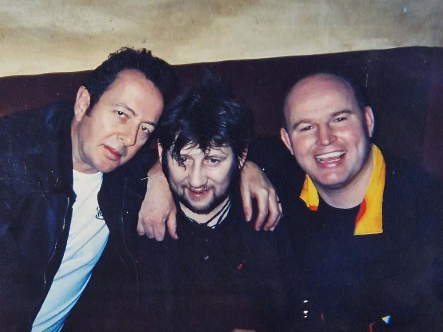 MacGowan with his former pub landlord Phillip Ryan and the late Joe Strummer