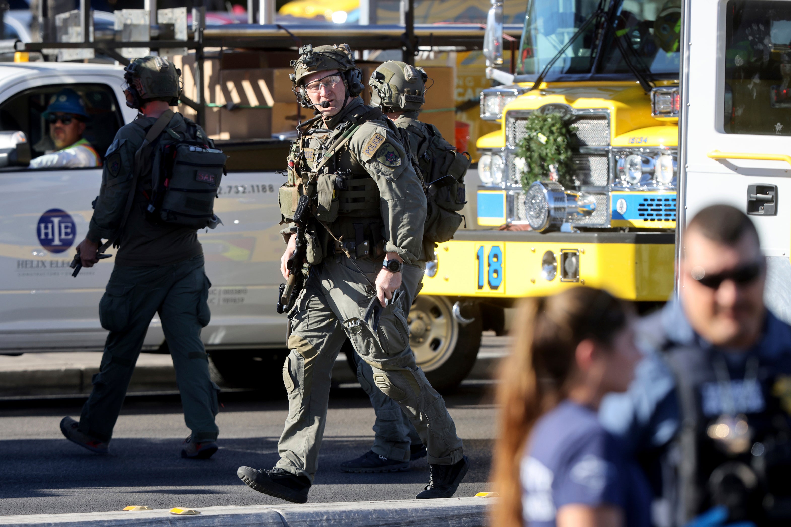 Police work the scene after a shooting on the University of Nevada, Las Vegas, campus