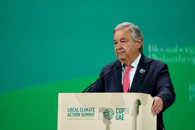 <p>Antonio Guterres, the UN secretary general, warned that rising sea levels threaten ‘a mass exodus of entire populations on a biblical scale’ </p>