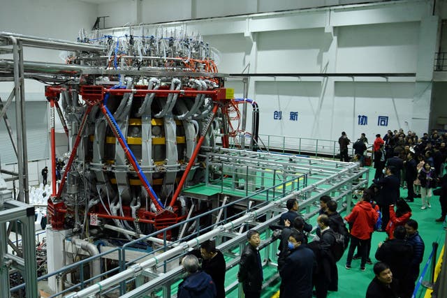 <p>Chinas HL-2M nuclear fusion device, known as the new generation of “artificial sun”, is displayed at a research laboratory in Chengdu, in eastern China’s Sichuan province on December 4, 2020</p>