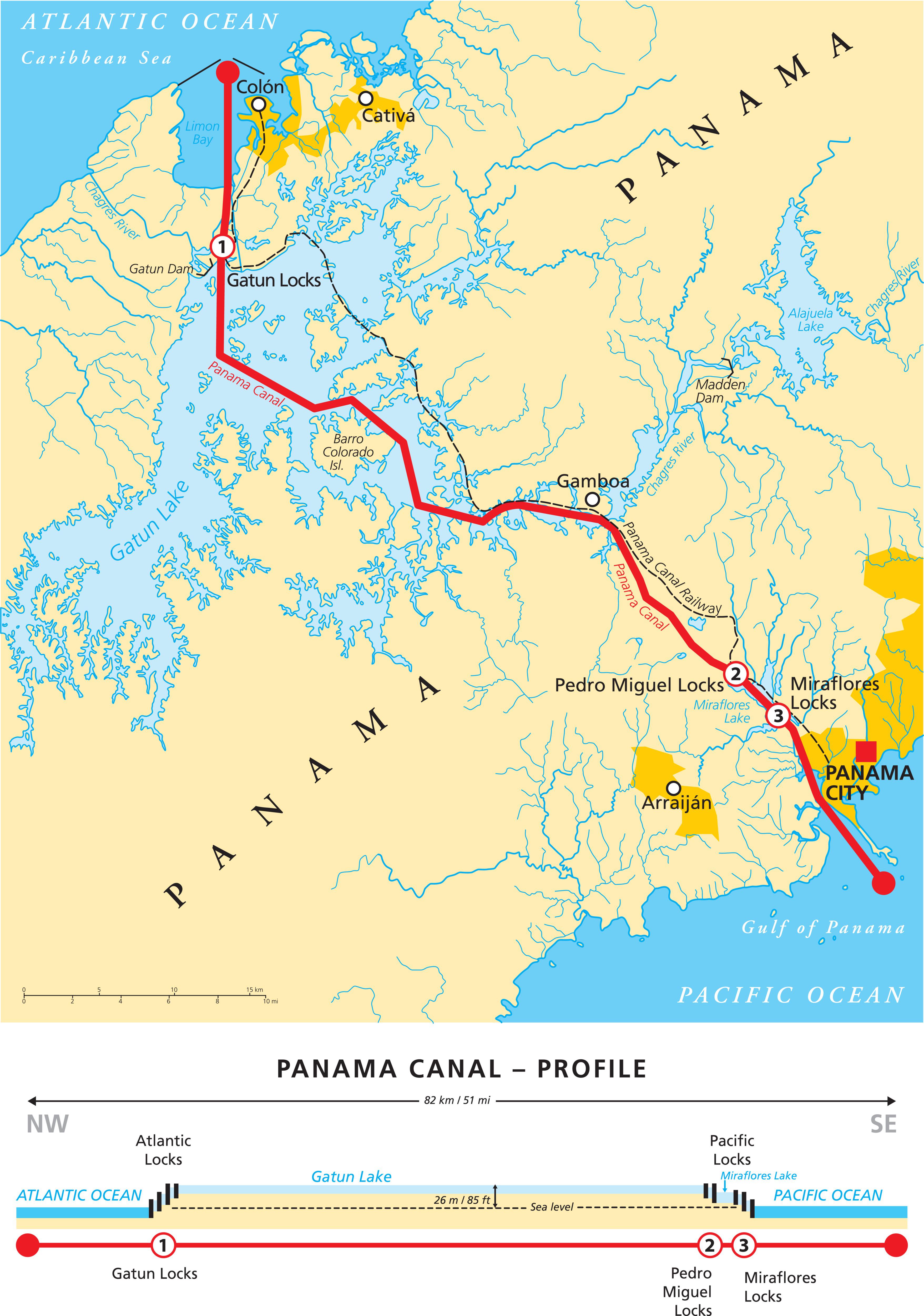 Map of the Panama Canal shipping route