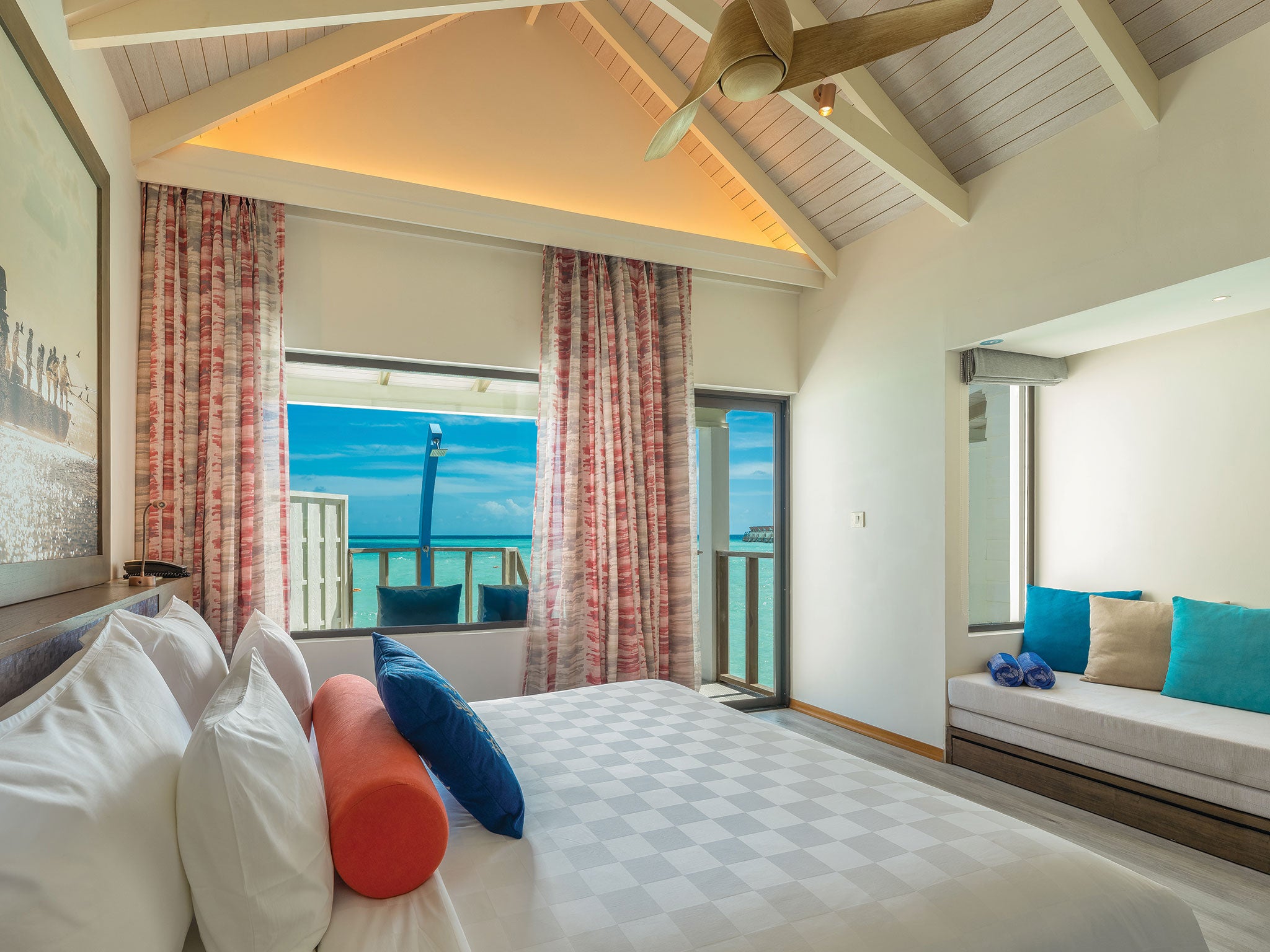 The water villas offer a sea view from bed