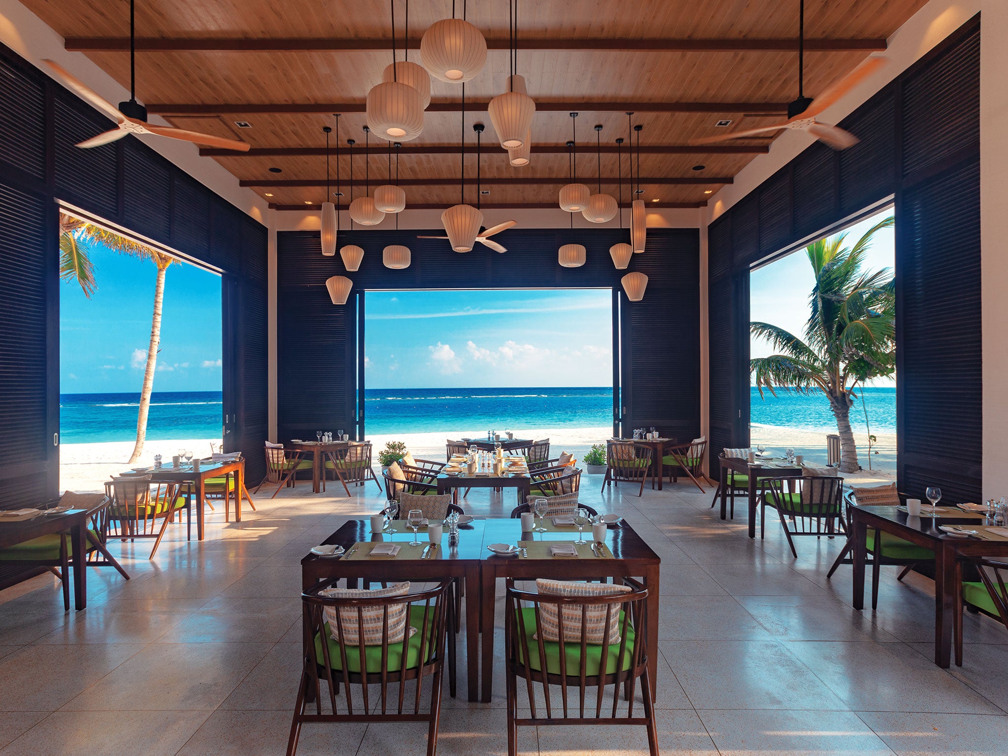 Dining at the Courtyard restaurant offers sea views