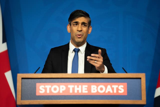 <p>Prime minister Rishi Sunak during a press conference in the Downing Street Briefing Room</p>