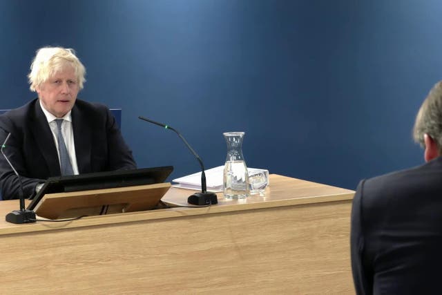 <p>Boris Johnson at the Covid inquiry </p>