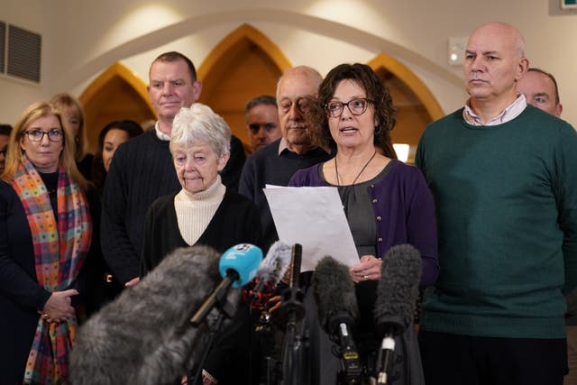 Speaking to the press after the coroner’s conclusion, Mrs Perry’s sister, Julia Walters, said the inquest had shown the ‘brutal inhumanity’ of Ofsted inspections (Andrew Matthews/PA)