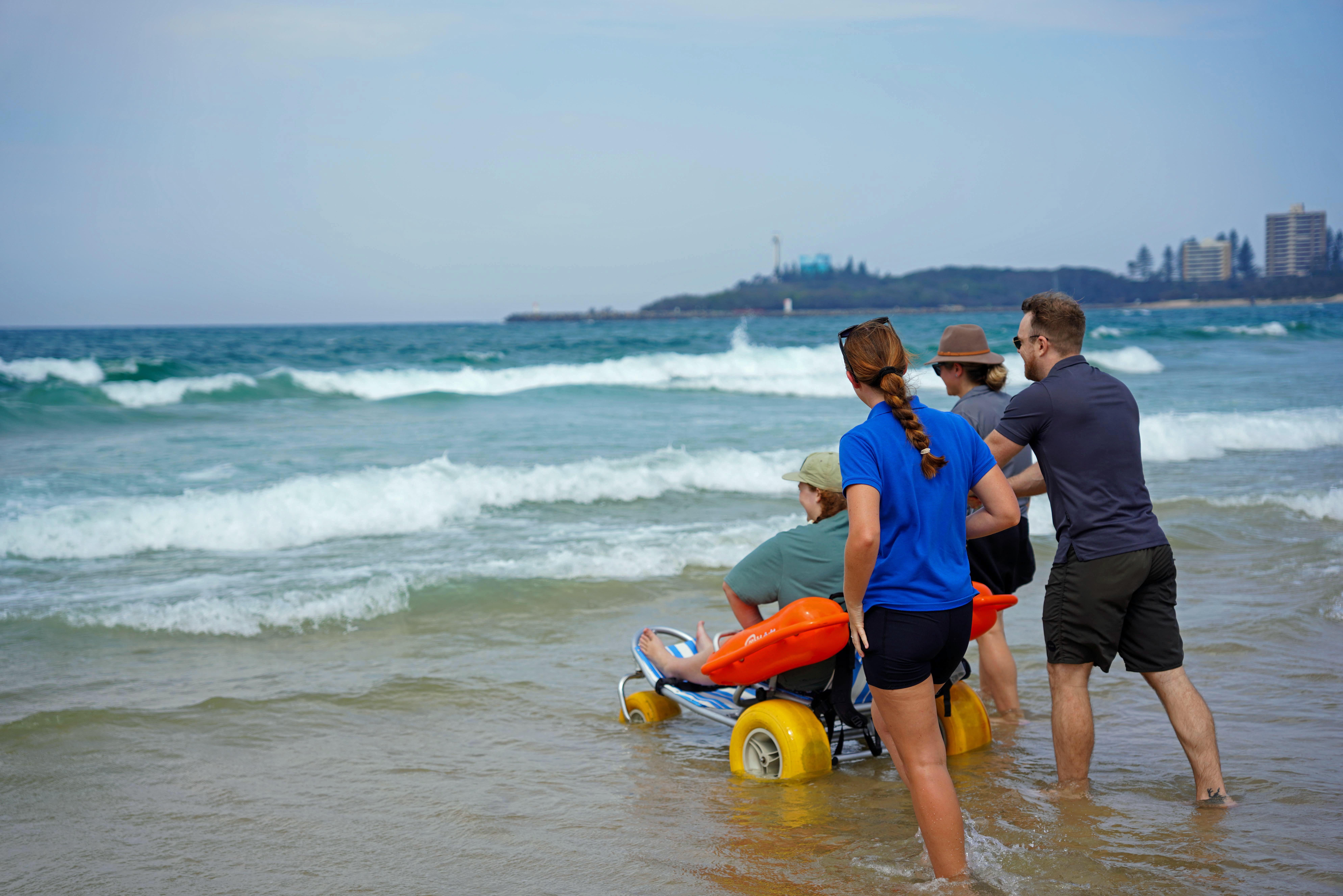 Special wheelchairs are available to use at Mooloolaba Beach