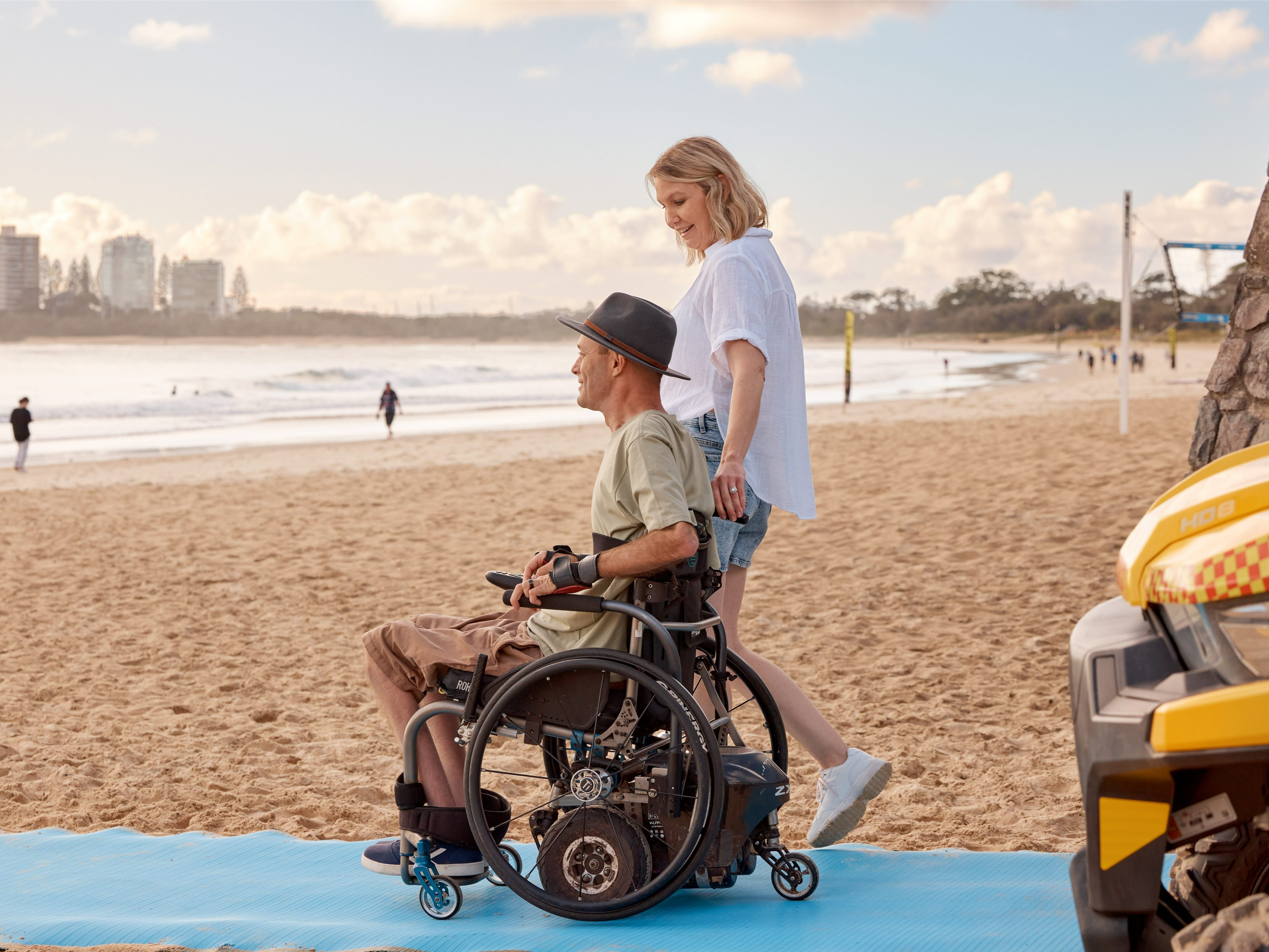 Accessible beach mats are opening up beaches like Mooloolaba to wheelchair users