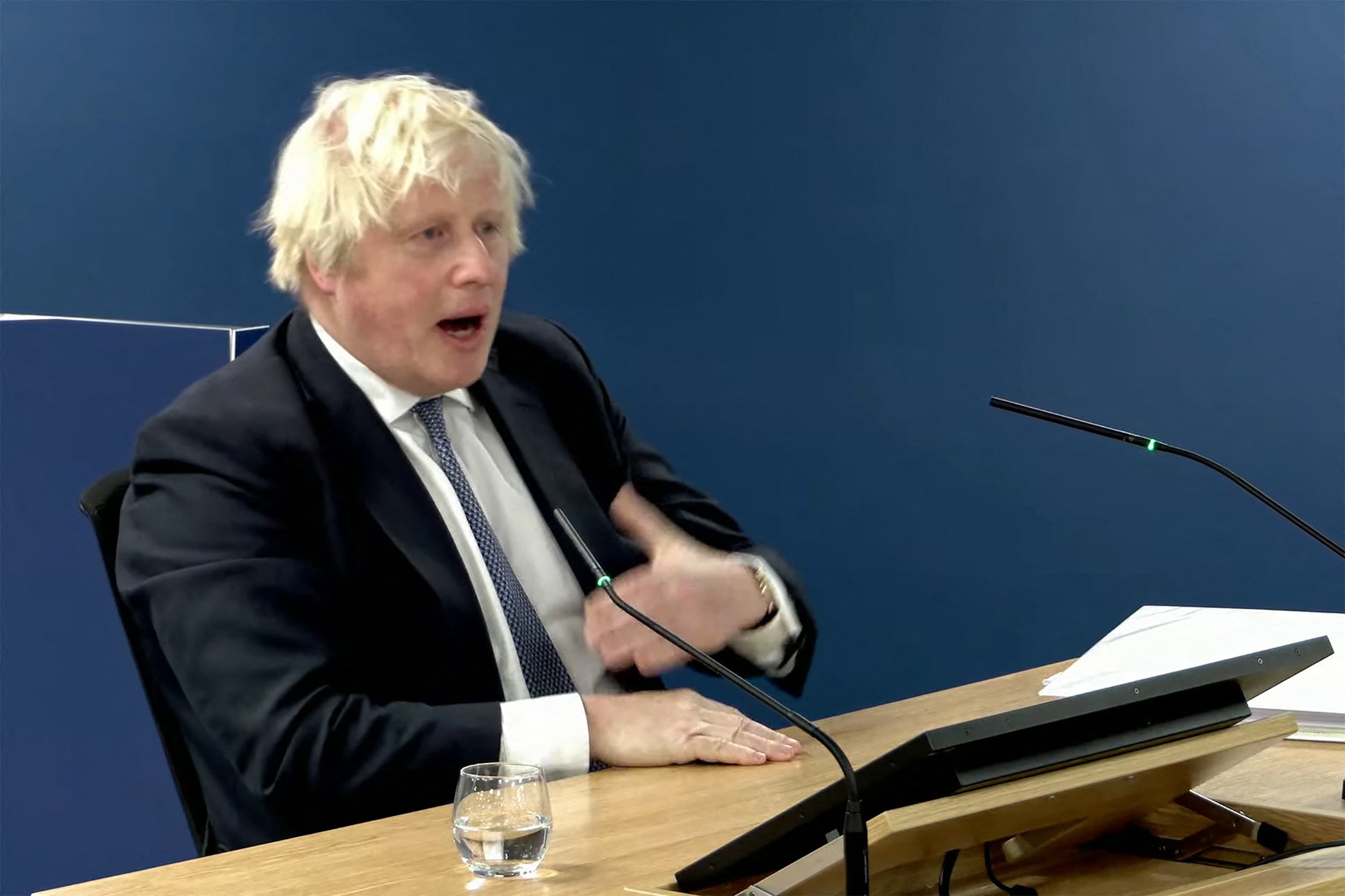 Britain’s former Prime Minister Boris Johnson giving evidence at the UK Covid-19 Inquiry, in west London, on Thursday