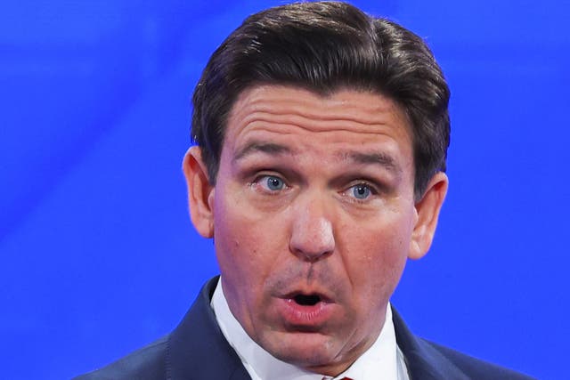<p>Republican presidential candidate Florida Governor Ron DeSantis speaks during the fourth Republican candidates' U.S. presidential debate of the 2024 U.S. presidential campaign at the University of Alabama in Tuscaloosa, Alabama, U.S. December 6, 2023</p>