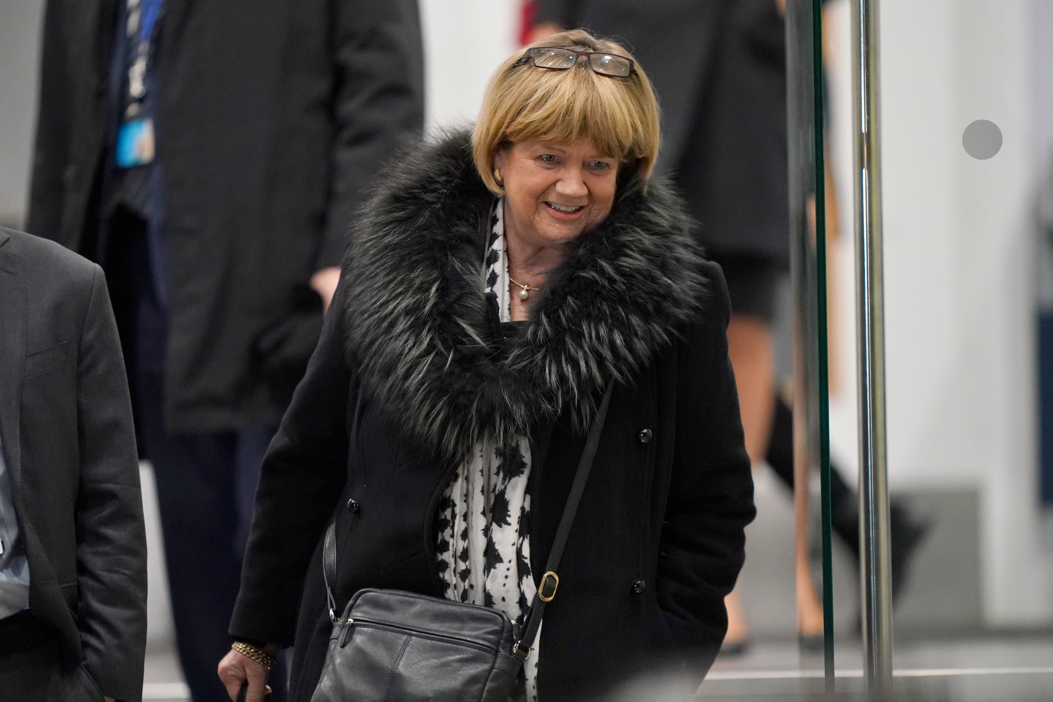 Chair of Covid-19 Inquiry Baroness Heather Carol Hallett leaves Dorland House in London after former prime minister Boris Johnson gave evidence