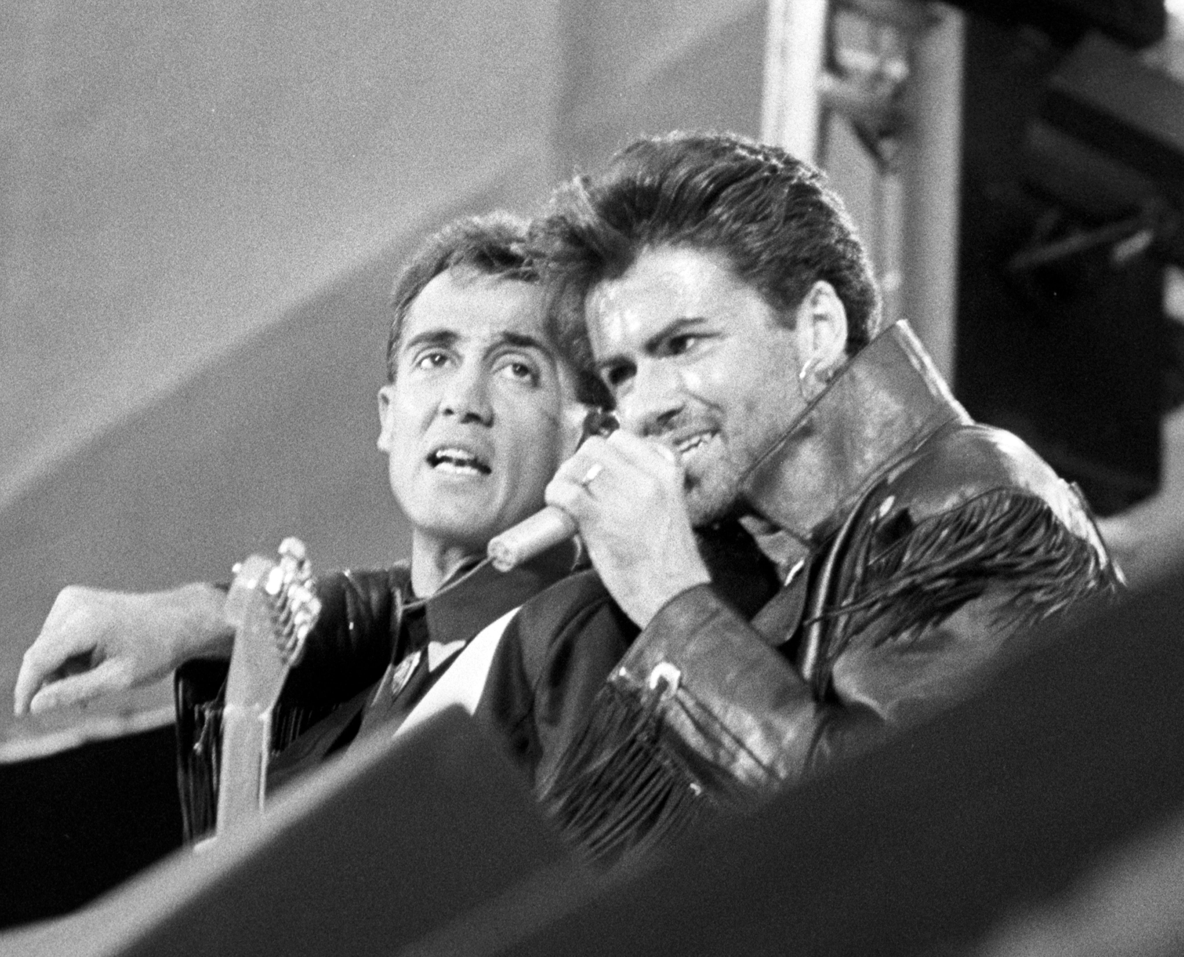 Ridgeley (left) and Michael on stage in 1986