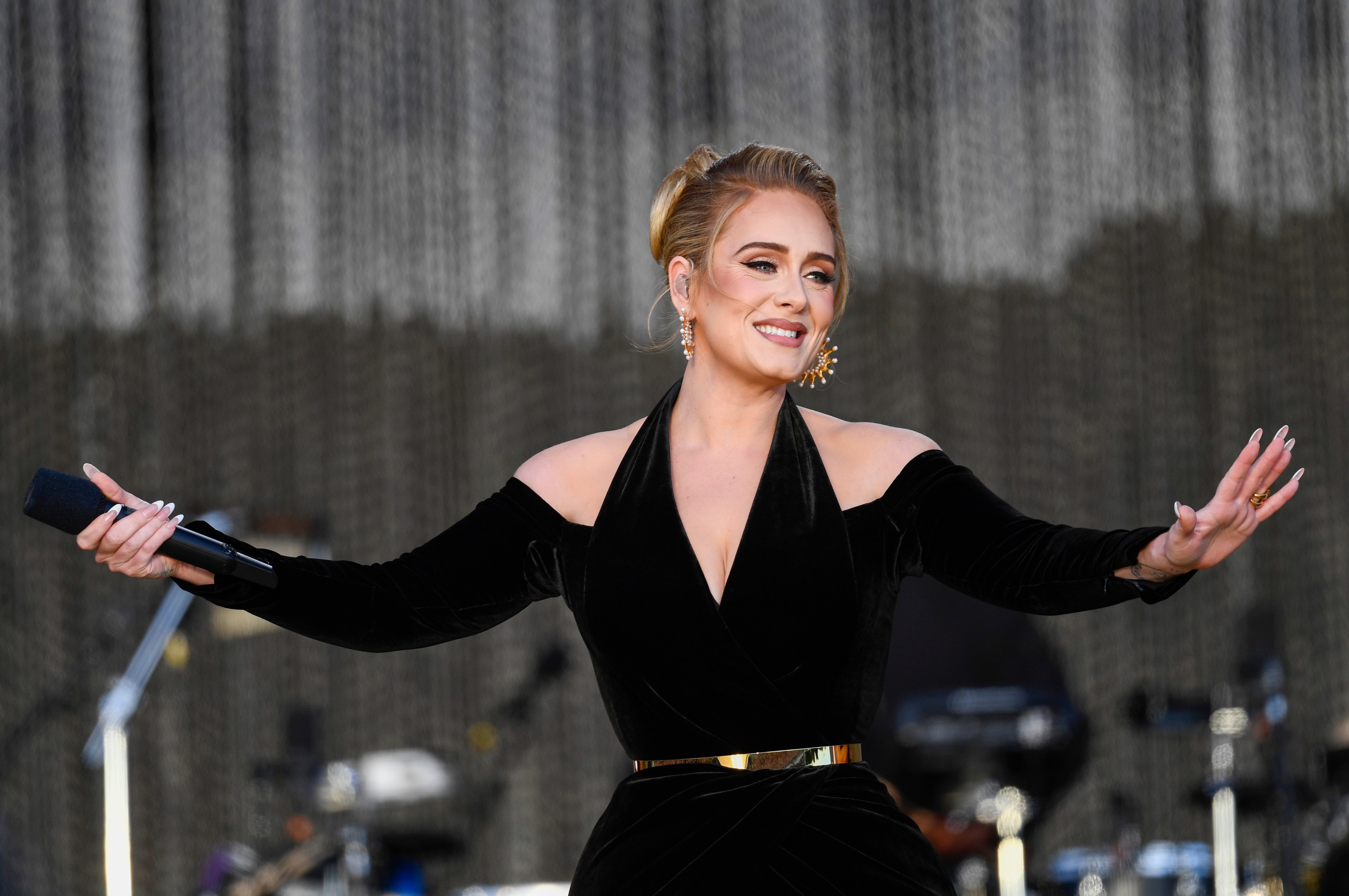 Adele performing in Hyde Park, London in 2022