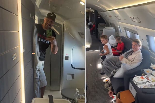 <p>Tyson and Paris Fury fly family to Saudi Arabia on private jet.</p>