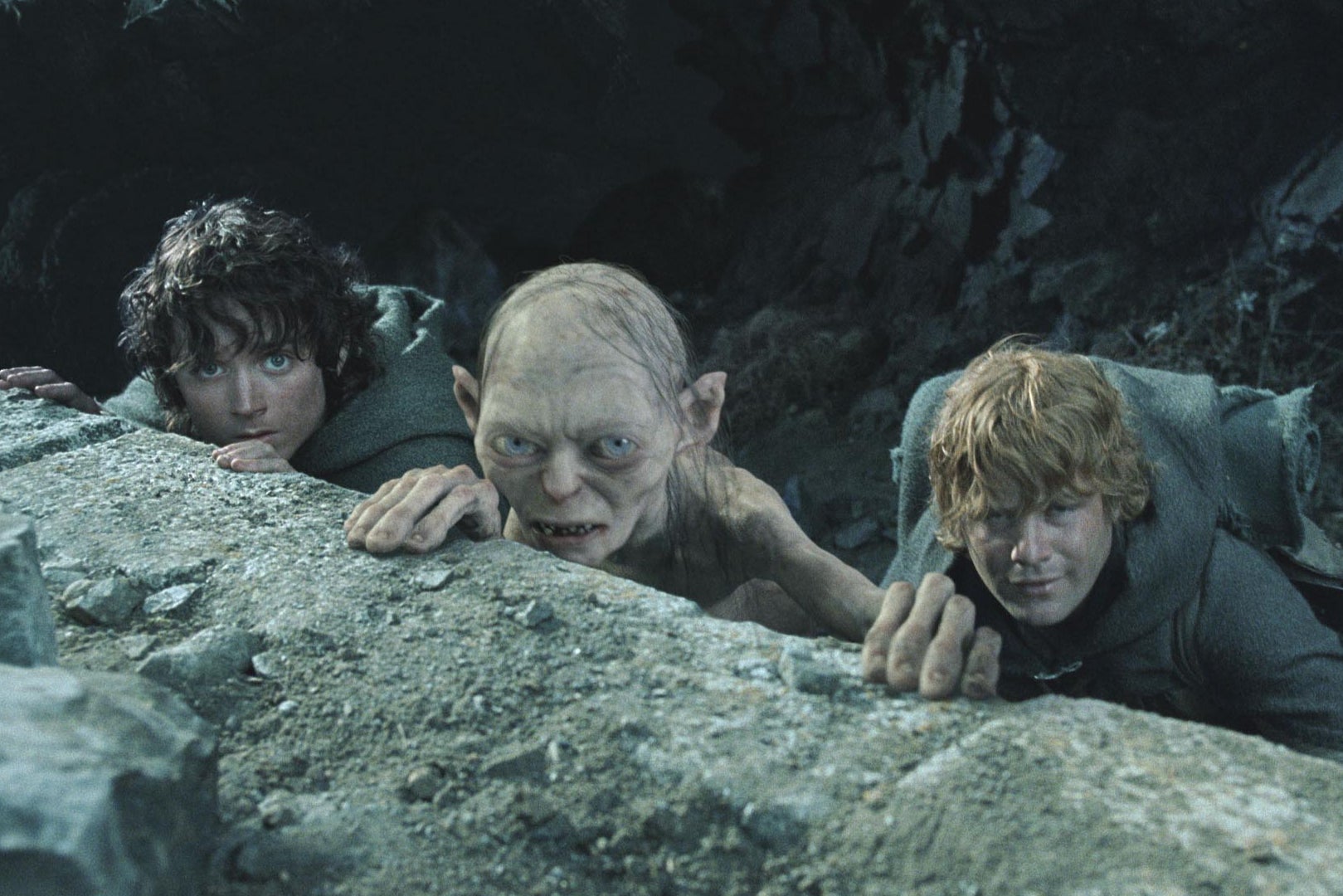 Serkis’s Gollum (centre) alongside Elijah Wood and Sean Astin in ‘The Lord of the Rings: The Return of the King’