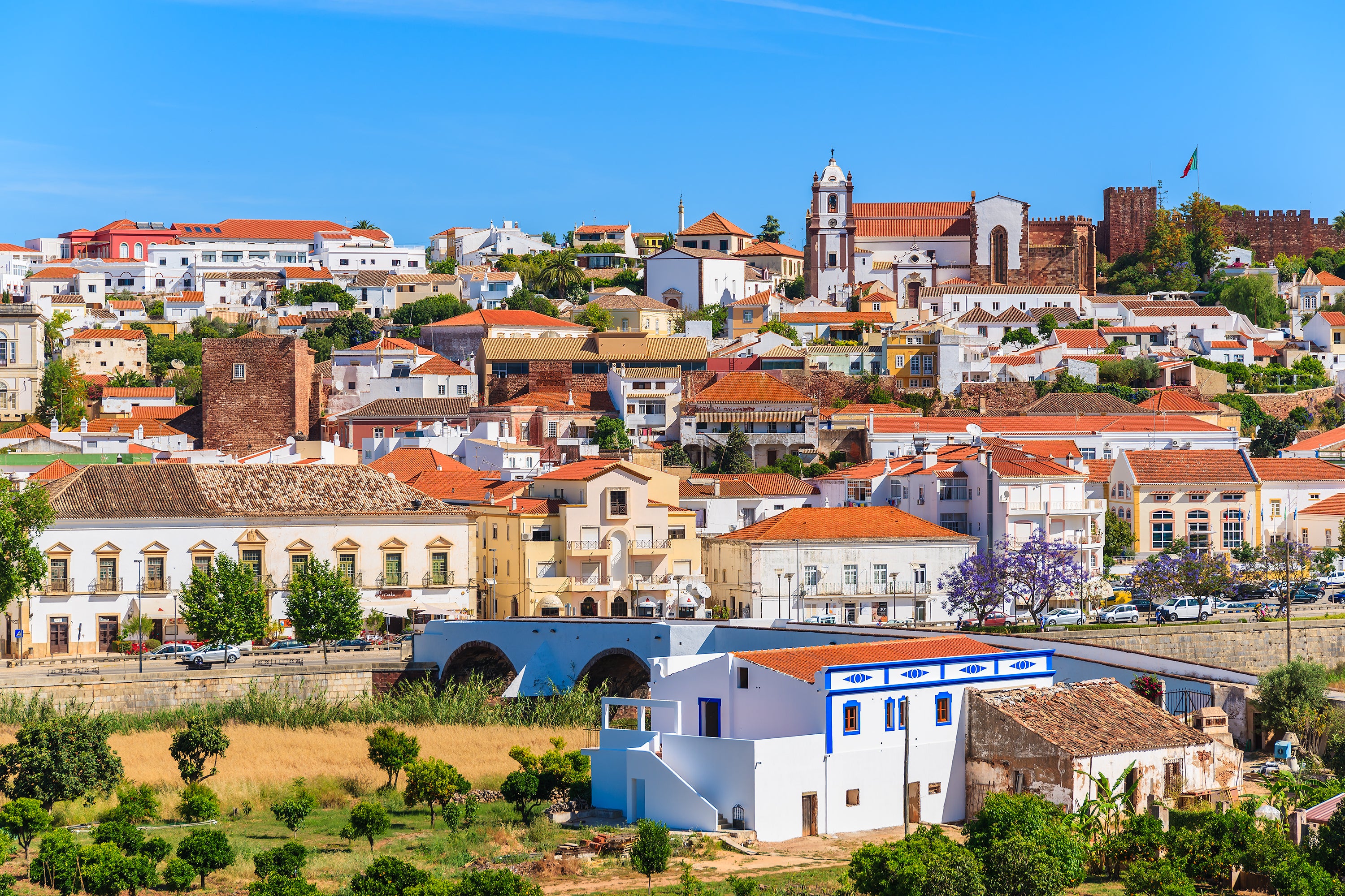 Aerial view of Silves in Southern Portugal - one of the many towns which ran on sustainable energy for 6 days