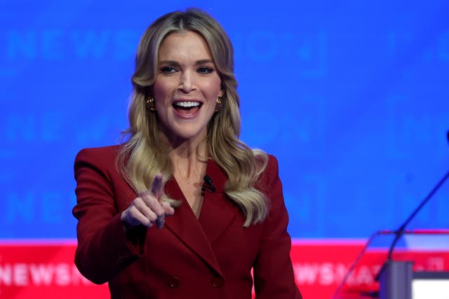 <p>Former FOX News host and moderator Megyn Kelly takes the stage ahead of the NewsNation Presidential Primary Debate on 6 December 2023</p>