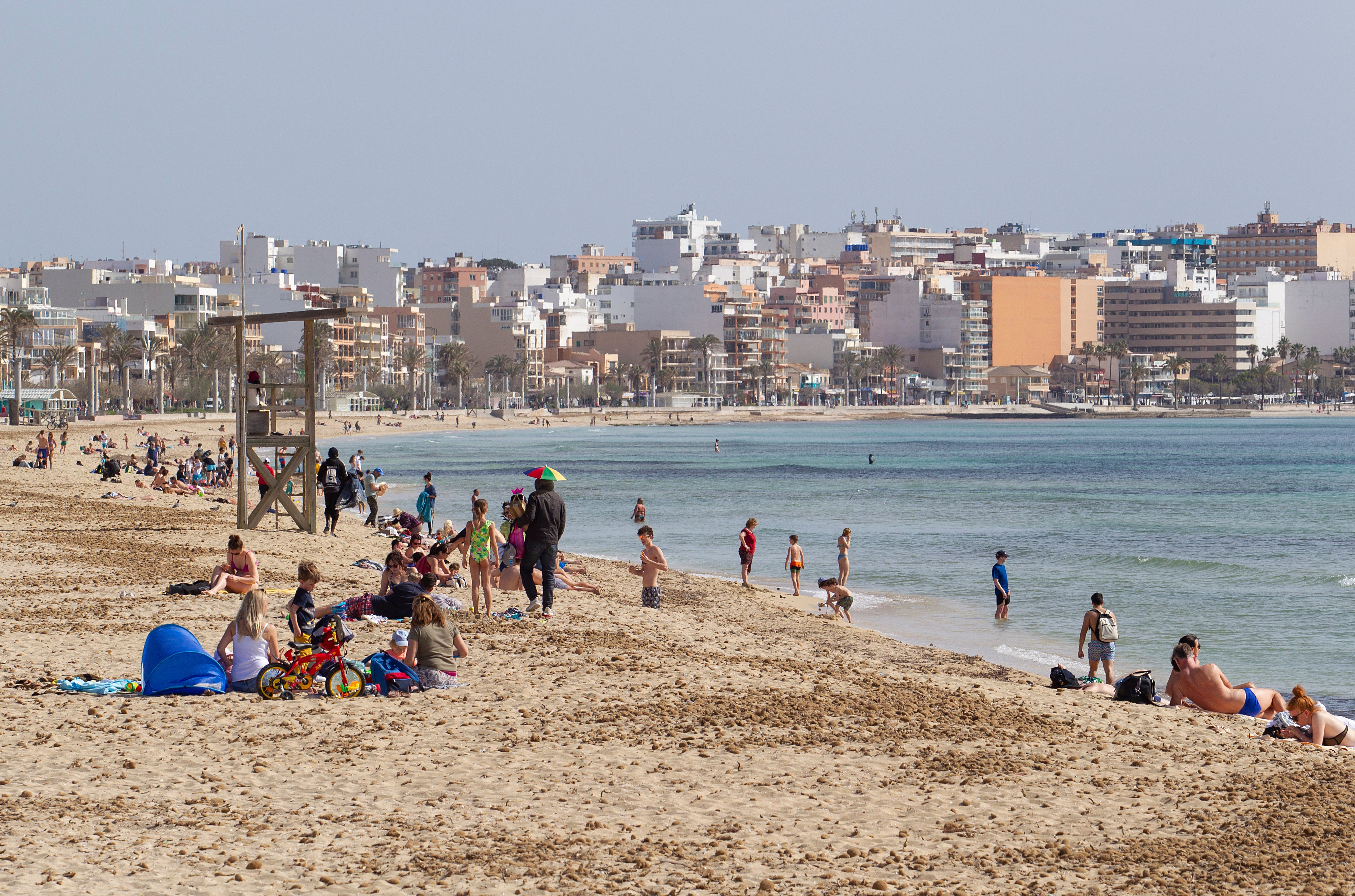 File picture of tourists on Palma Beach in Palma de Majorca