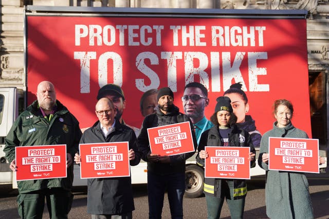 Paul Nowak, second-left, TUC general secretary, spoke at a special conference on strikes (PA)