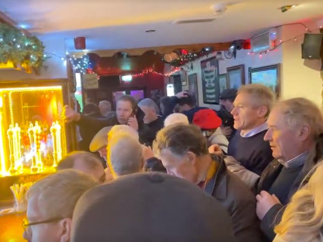 <p>The packed Philly’s Bar, which hosted MacGowan’s unofficial wake </p>