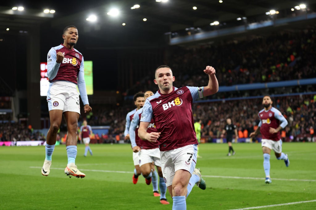 <p>McGinn scores the opening and winning goal for Villa on a dramatic night at home</p>