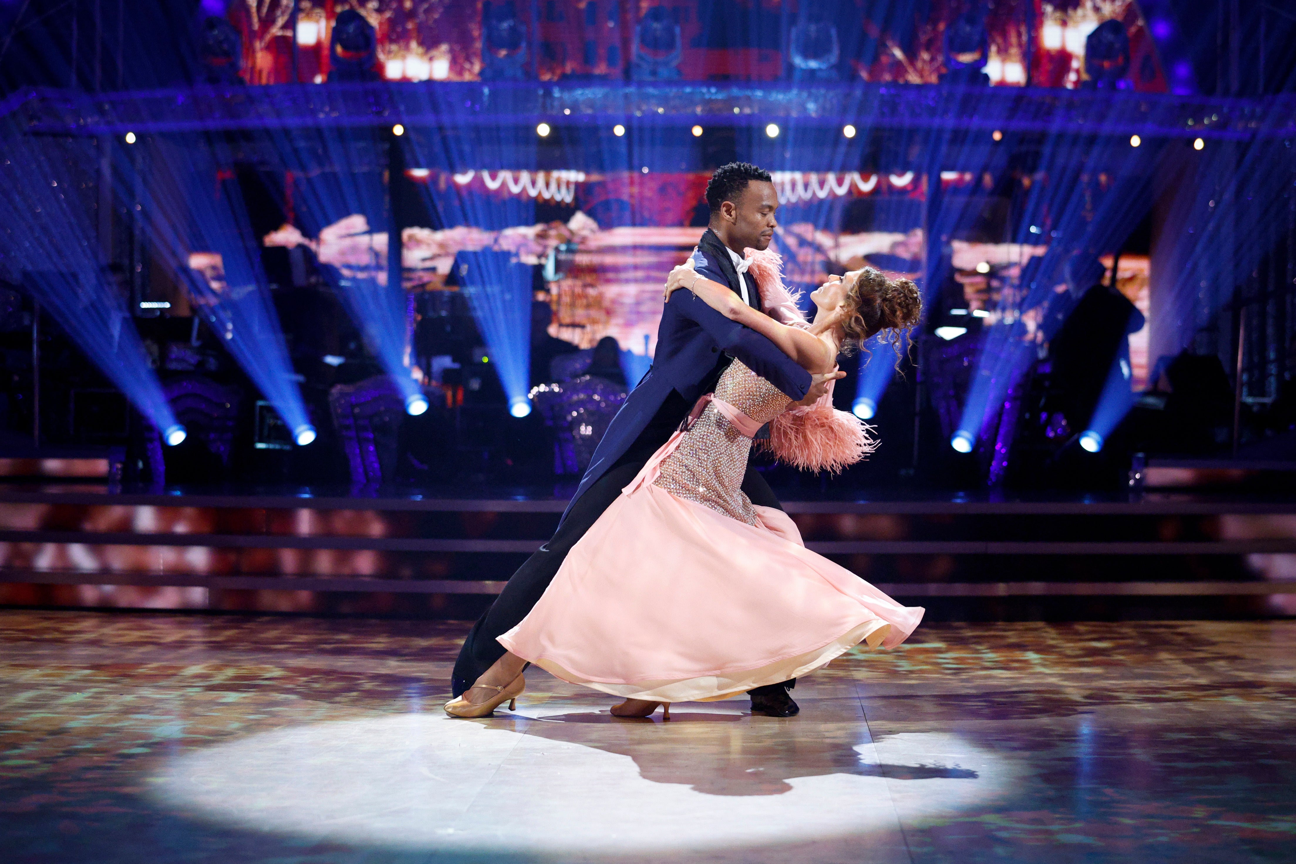 Croft and Radebe perform a Viennese Waltz during the ‘Strictly’ semi-final