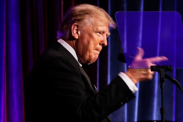 <p>Former President Donald Trump speaks at the New York Young Republican Club Gala at Cipriani Wall Street on 9 December</p>