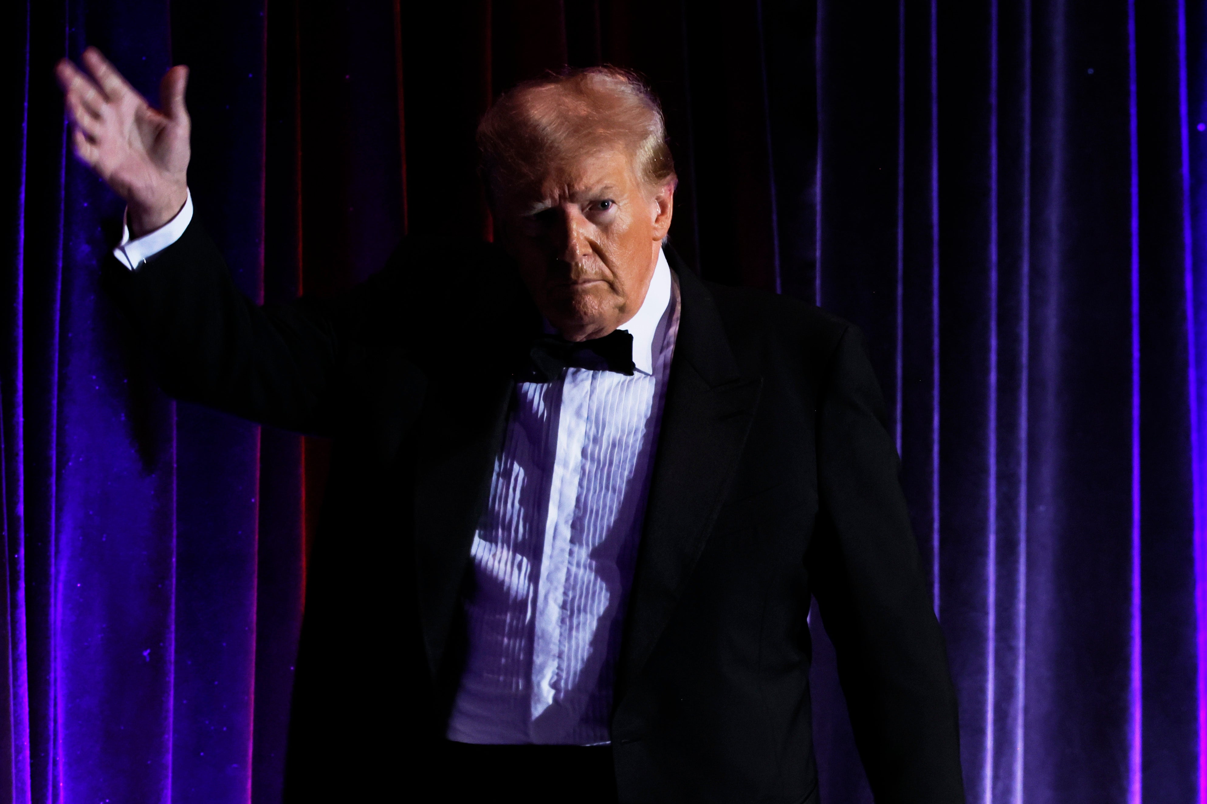 Donald Trump appears at a New York Young Republican Club event in New York City on 9 December, two days before his was scheduled to testify in his fraud trial for a second time.