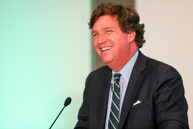 <p>Tucker Carlson speaks during RiskOn360! GlobalSuccess Conference at Ahern Hotel and Convention Center on November 20, 2023 in Las Vegas, Nevada</p>