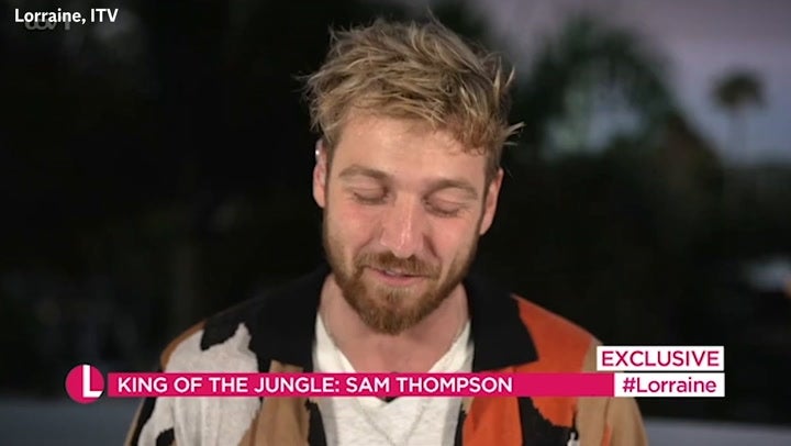 <p>I’m A Celeb winner Sam Thompson fights back tears at surprise message from Zara McDermott during live interview.</p>