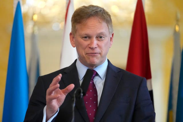 <p>Britain’s defence secretary Grant Shapps speaks during a press conference with Norway’s  defence minister Bjorn Arild Gram </p>