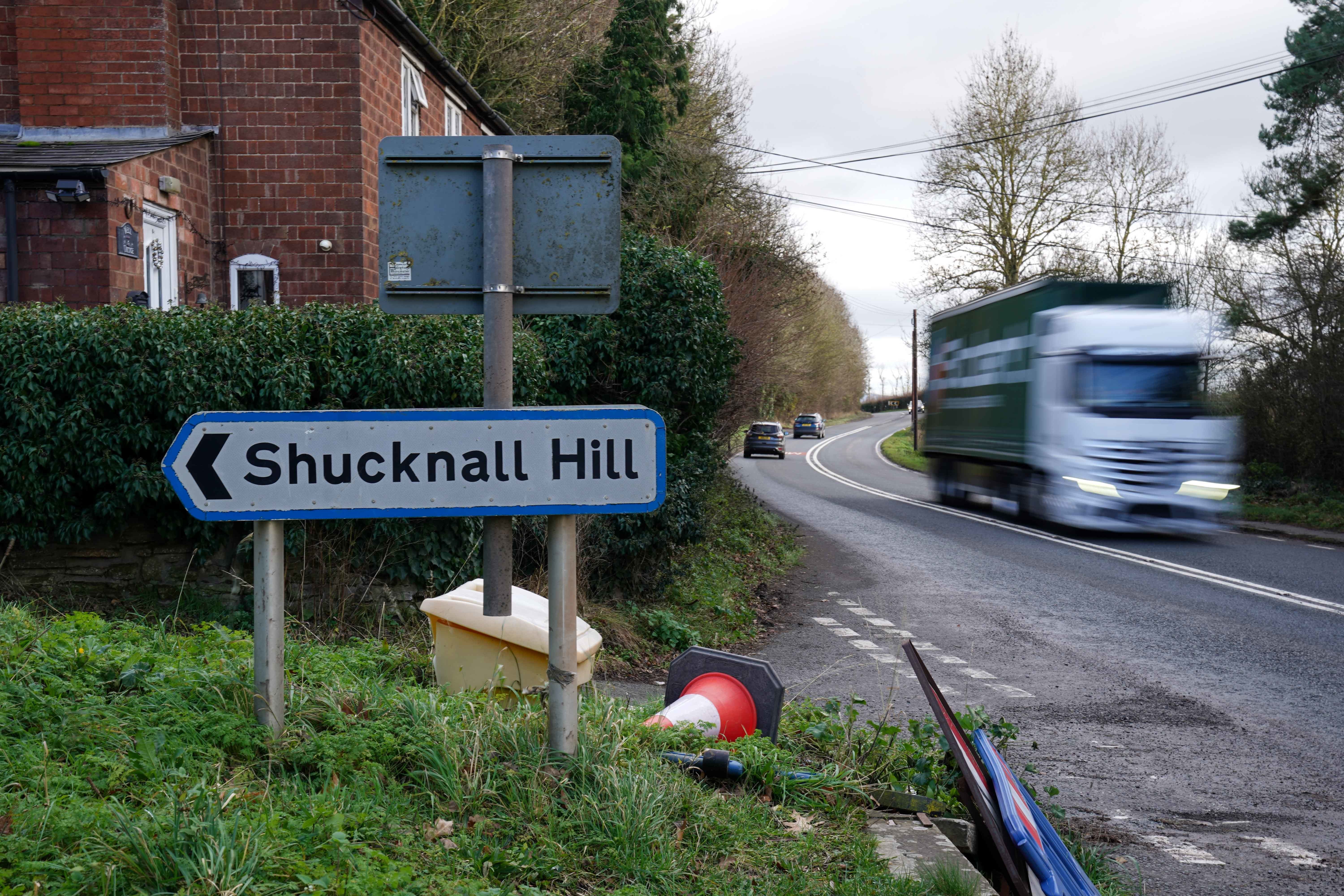 Where the crash happened, long the A4103 by Shucknall Hill, Herefordshire