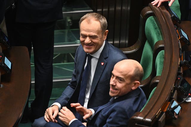 <p>File: Donald Tusk during a parliament session on 11 December 2023 in Warsaw, Poland. - A coalition of opposition parties, with former prime minister Donald Tusk at the helm, won a majority in October’s general election, ending eight years of rule by the Law and Justice (PiS) party</p>