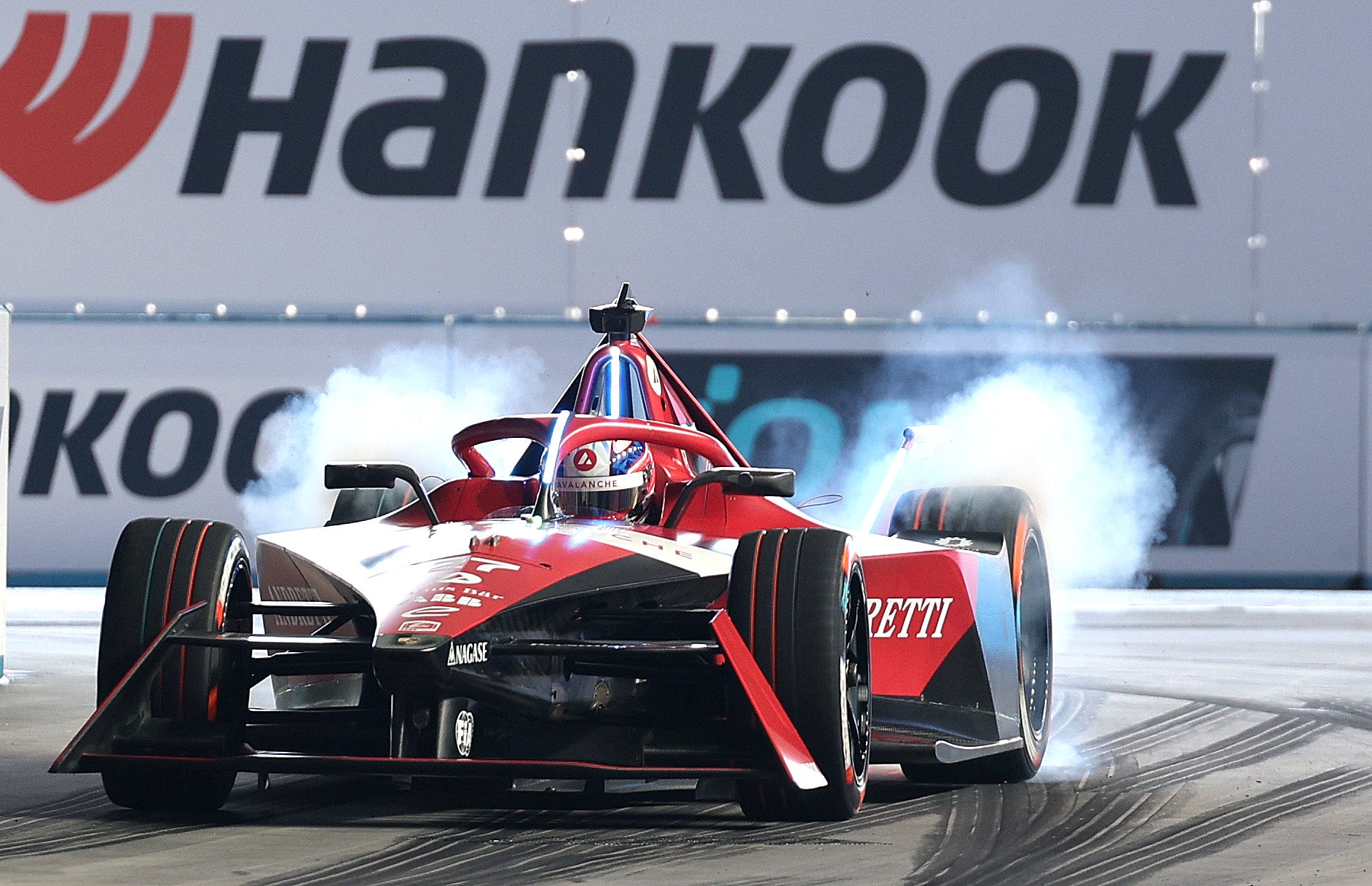 Jake Dennis in action in London as the Formula E season came to a dramatic end