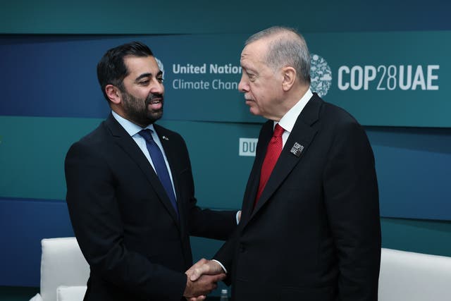 <p>Scotland first minister Humza Yousaf meets President Erdogan of Turkey at Cop28 in Dubai</p>