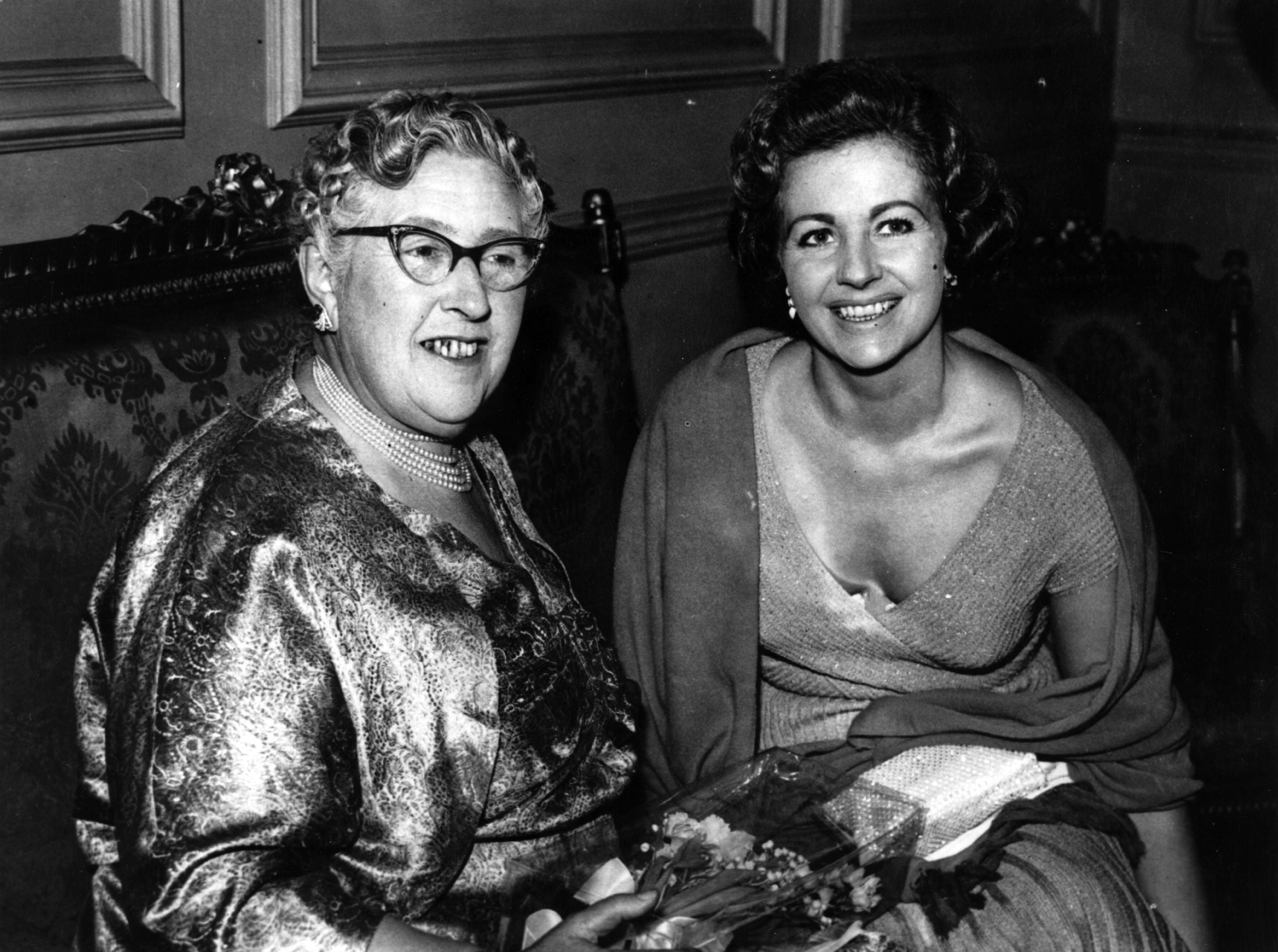 Christie (left) with actor Margaret Lockwood at the opening night of her play ‘Towards Zero’ at St James’s Theatre, London