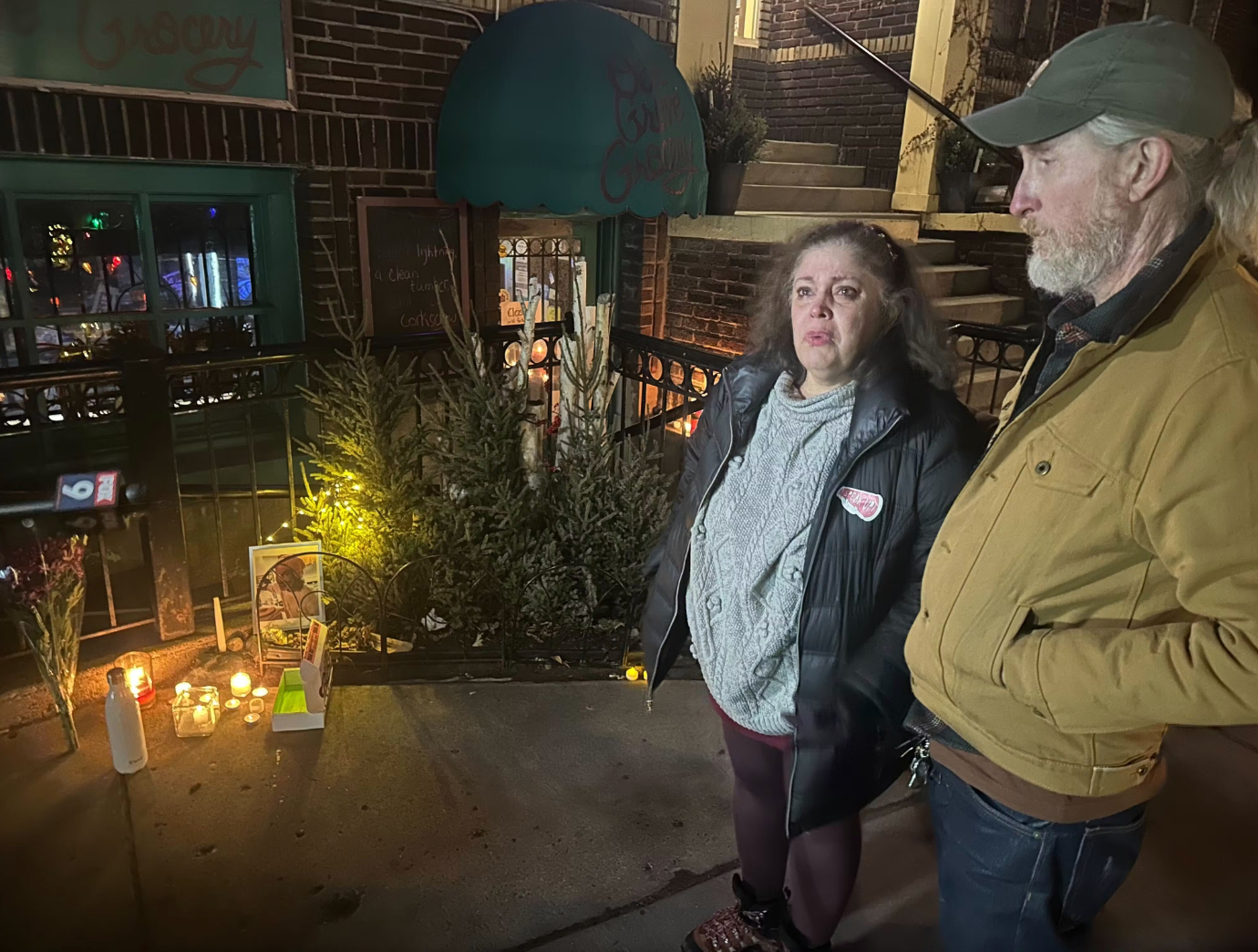 Neighbours gathered at a memorial for Robert Skafte on Saturday