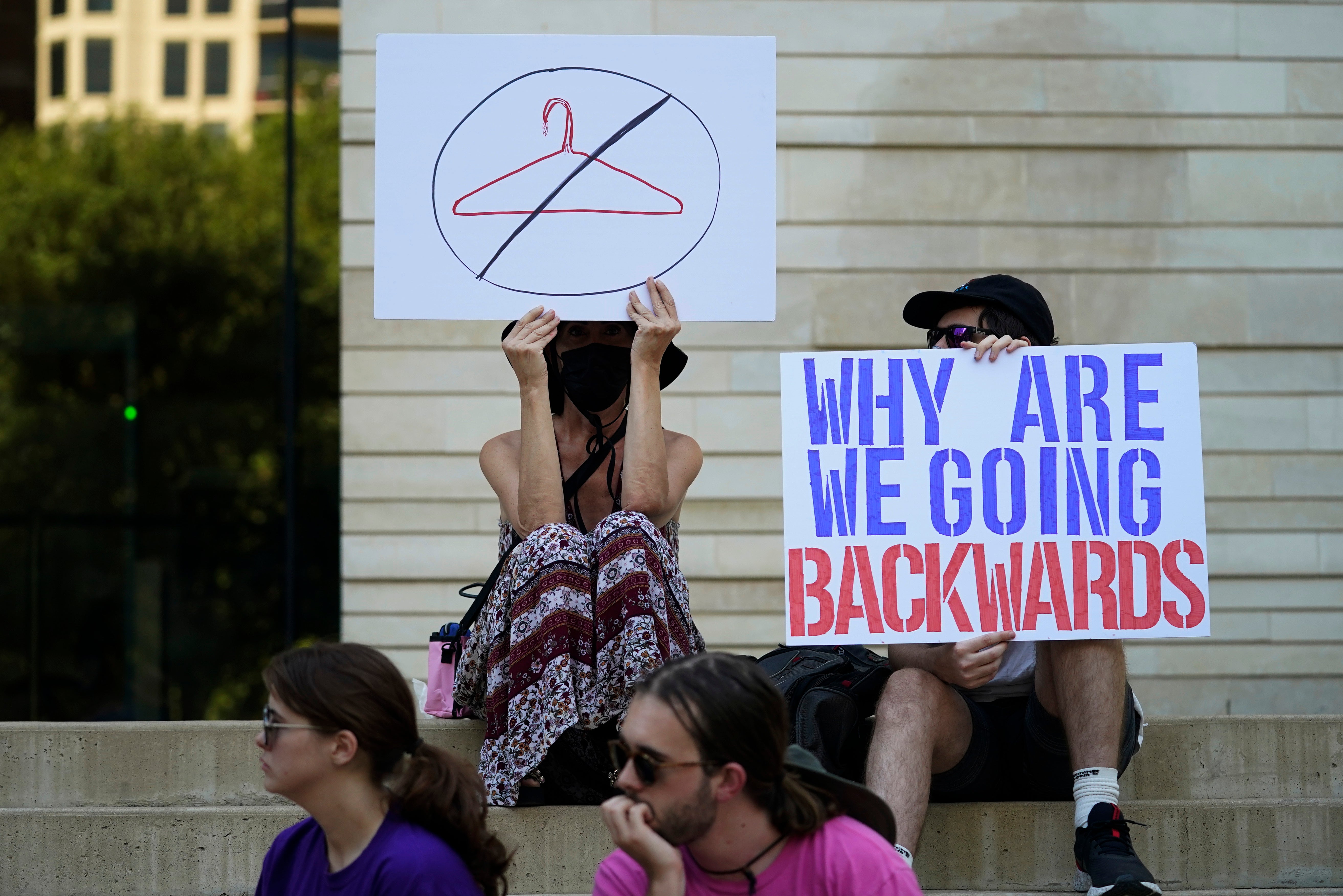 Demonstrators at the federal courthouse in Austin following the US Supreme Court's decision to overturn Roe v Wade in June 2022