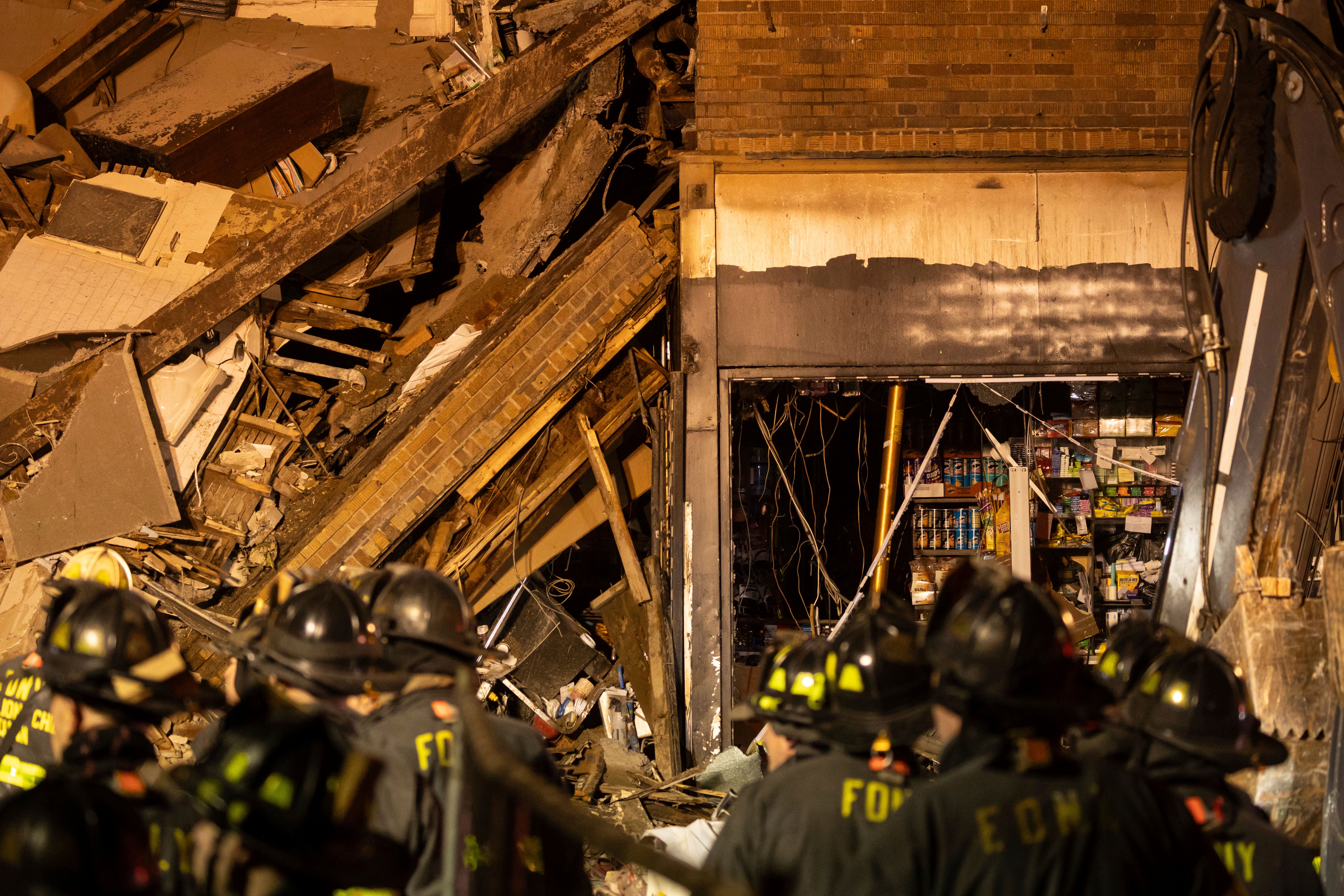 Firefighters worked for hours to search through every bit of rubble