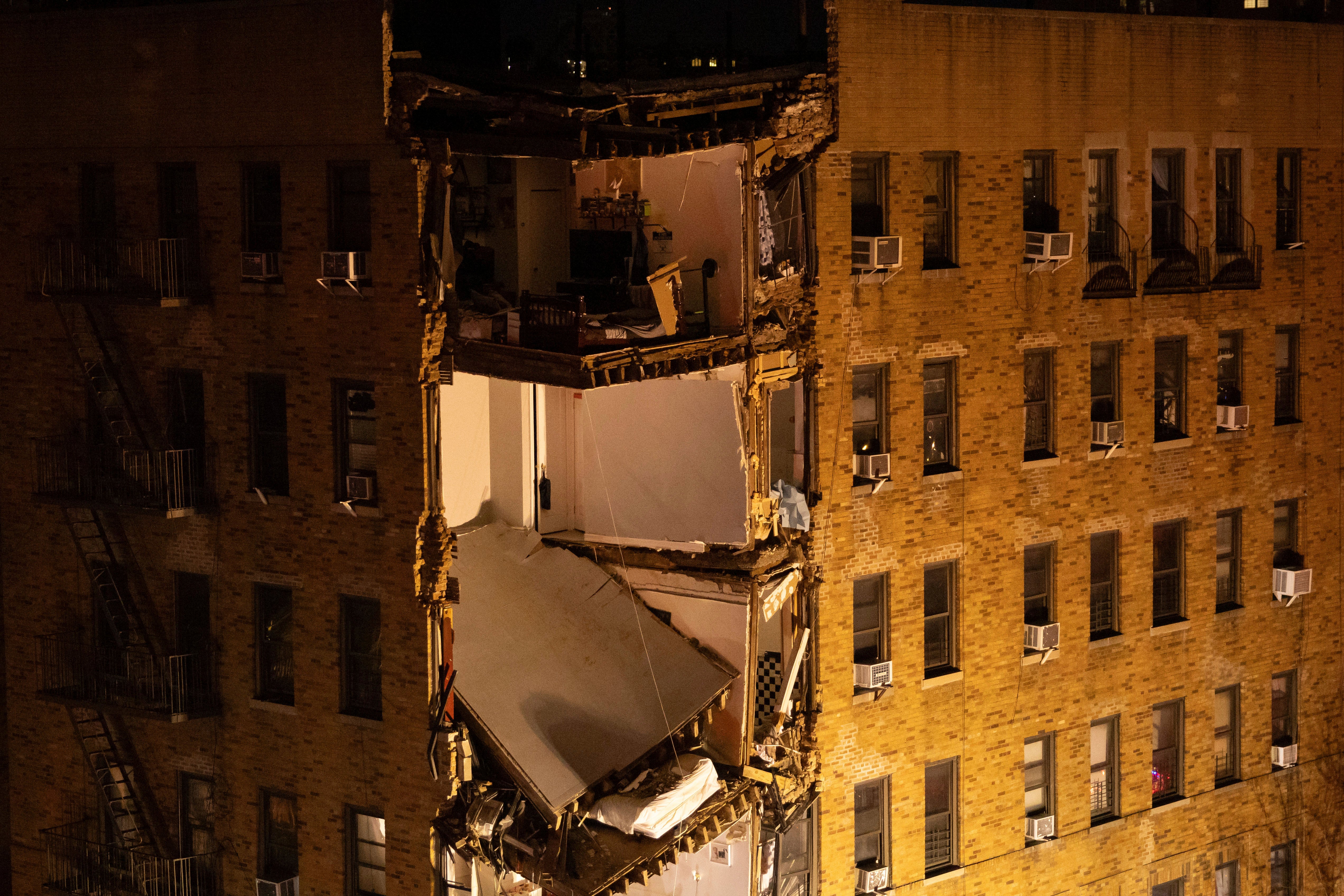 Apartments were left exposed after the collapse