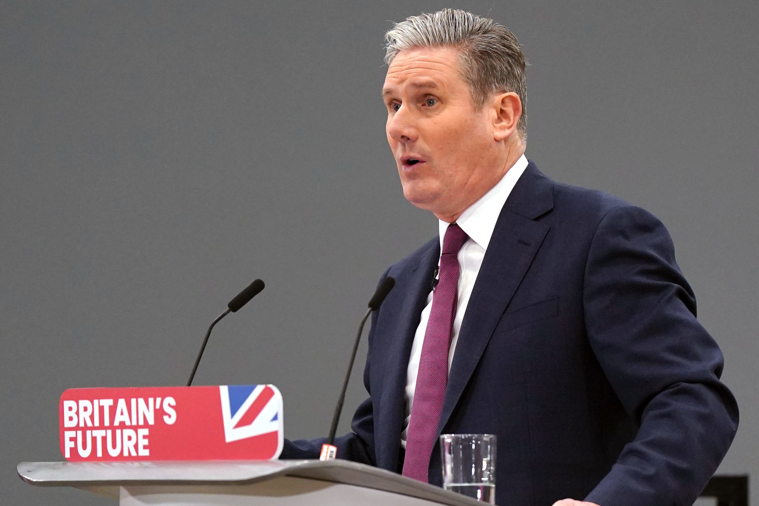 Labour leader Starmer gives a speech in Silverstone, to mark the fourth anniversary of his party’s most recent electoral wipeout