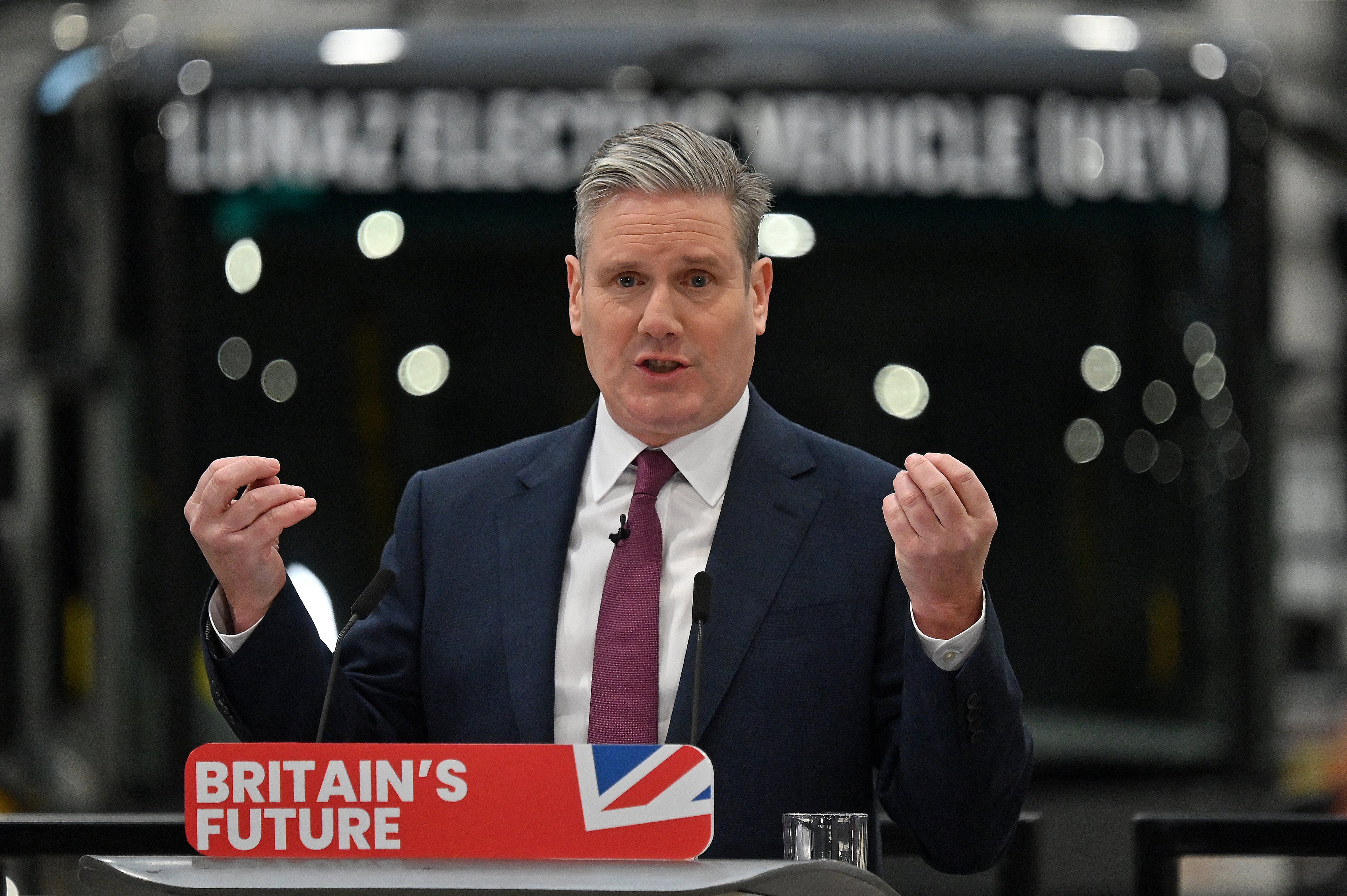 Keir Starmer delivering his speech in Milton Keynes on Tuesday